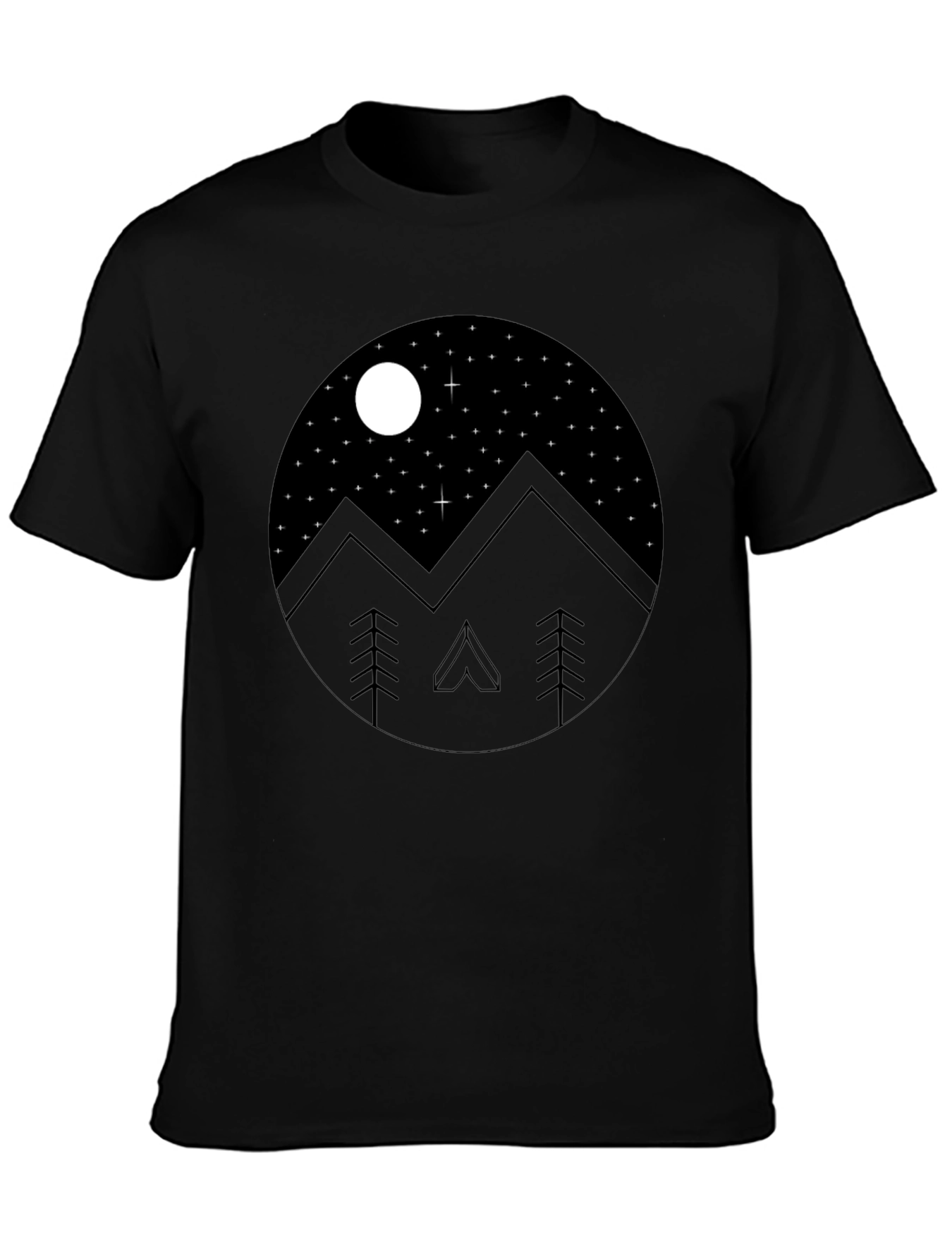 Mountain Night Sky Graphic Tee - Black