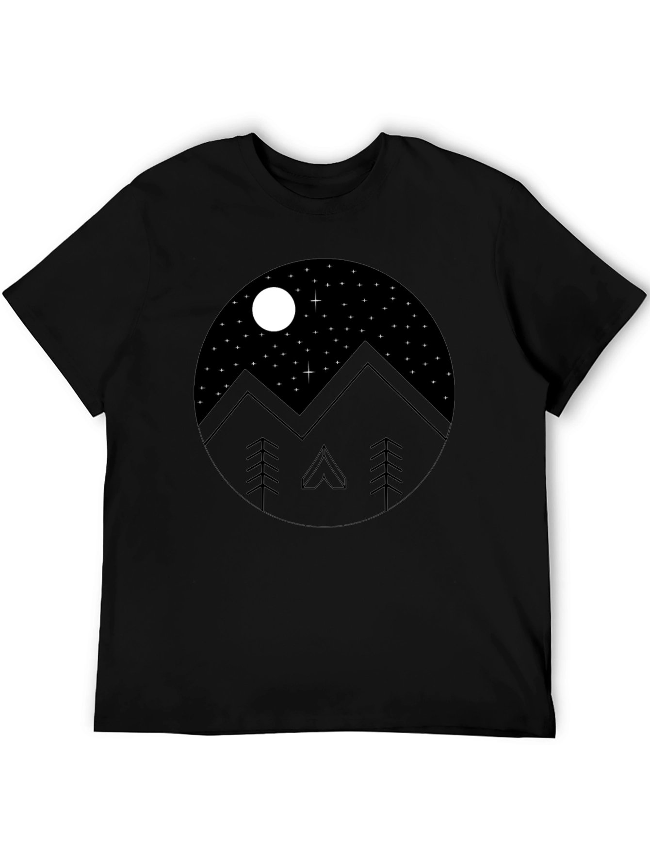 Mountain Night Sky Graphic Tee - Black