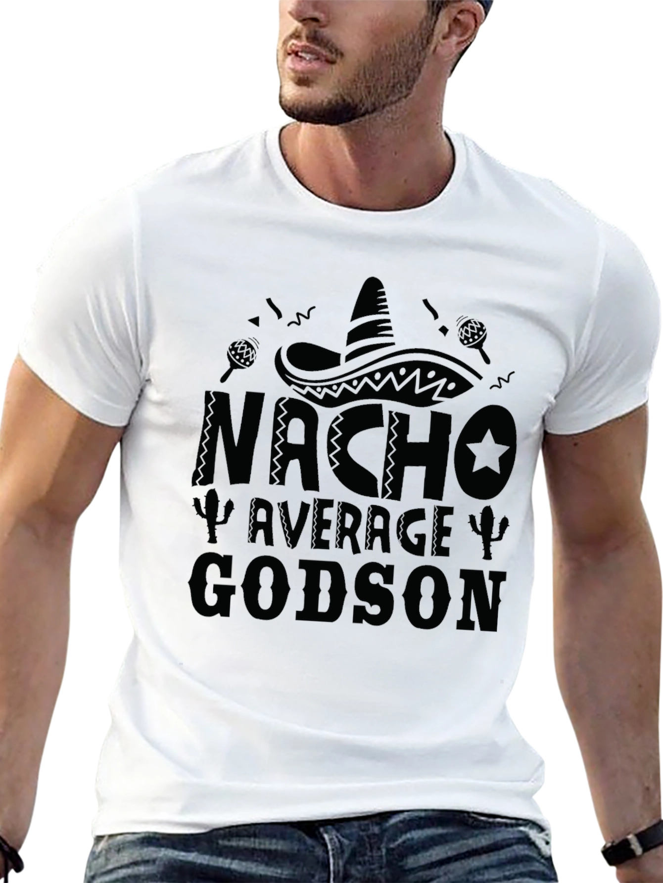 Nacho Average Godson Black Graphic T-Shirt