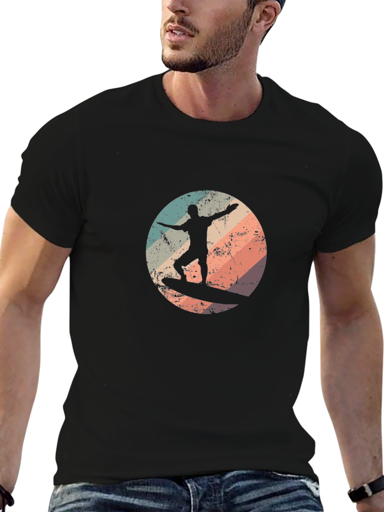 Retro Surfer T-Shirt - Black Surf Tee