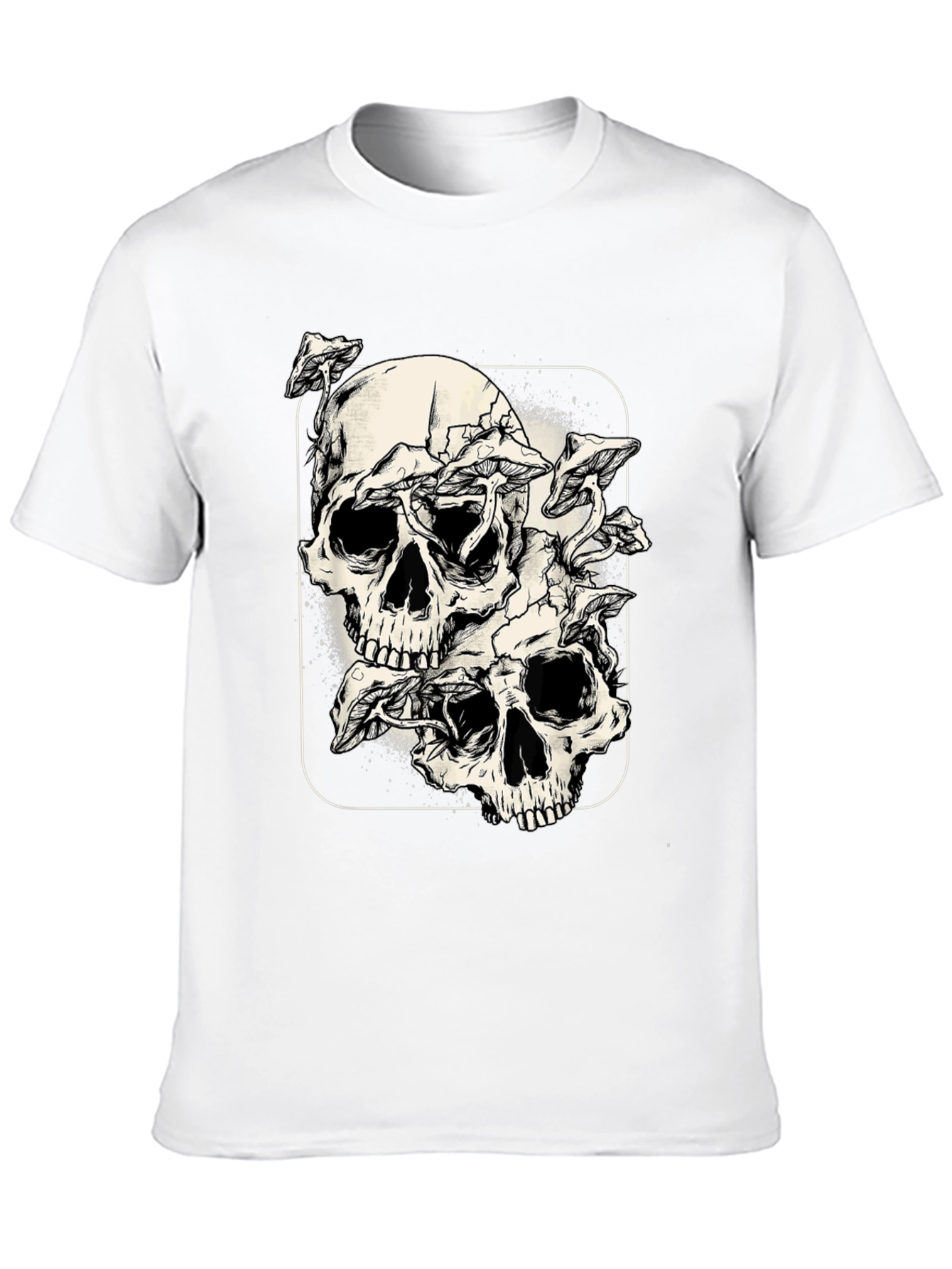 Skull & Mushroom Graphic Tee - Dark Aesthetic Shirt