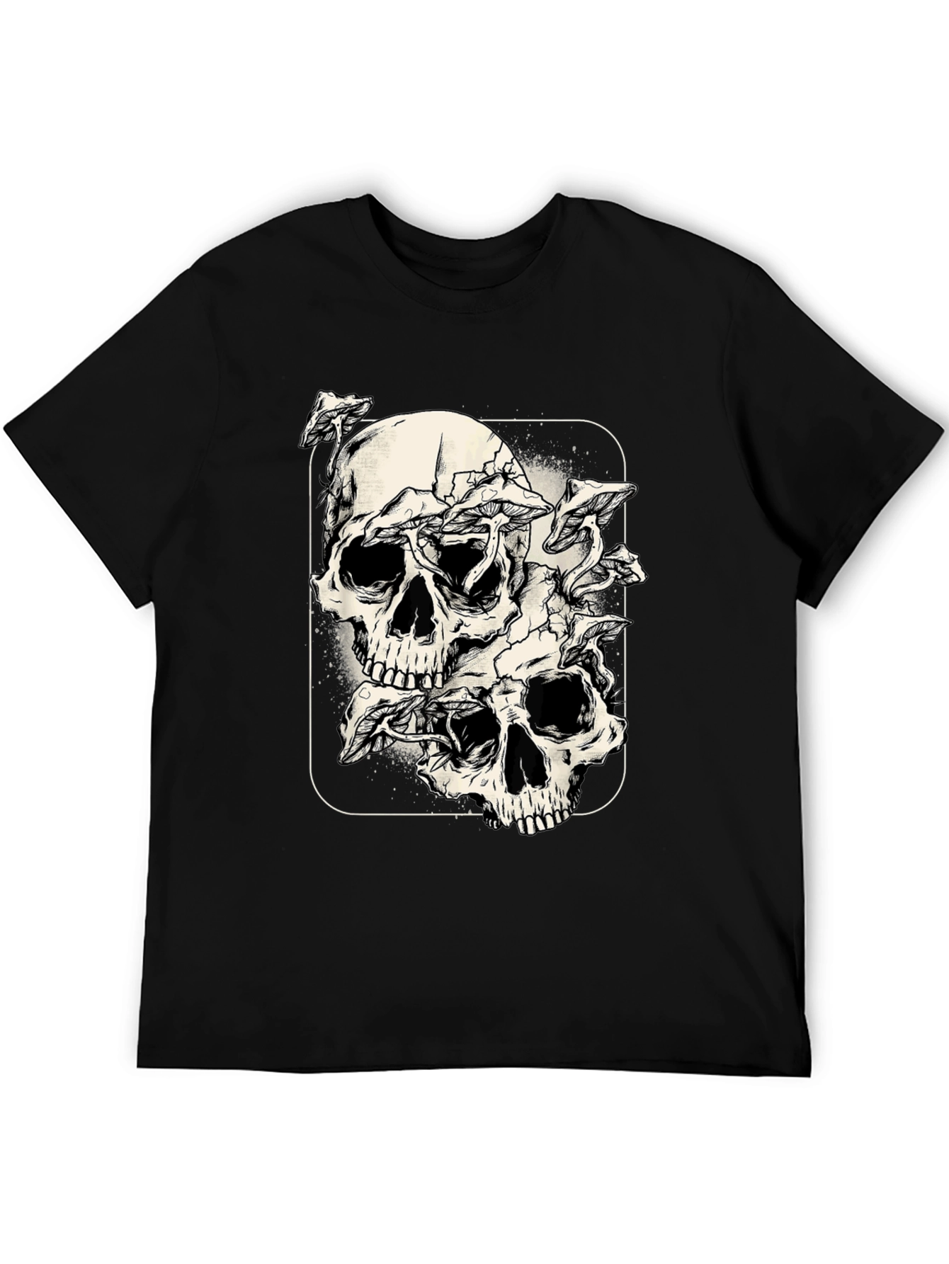 Skull & Mushroom Graphic Tee - Dark Aesthetic Shirt