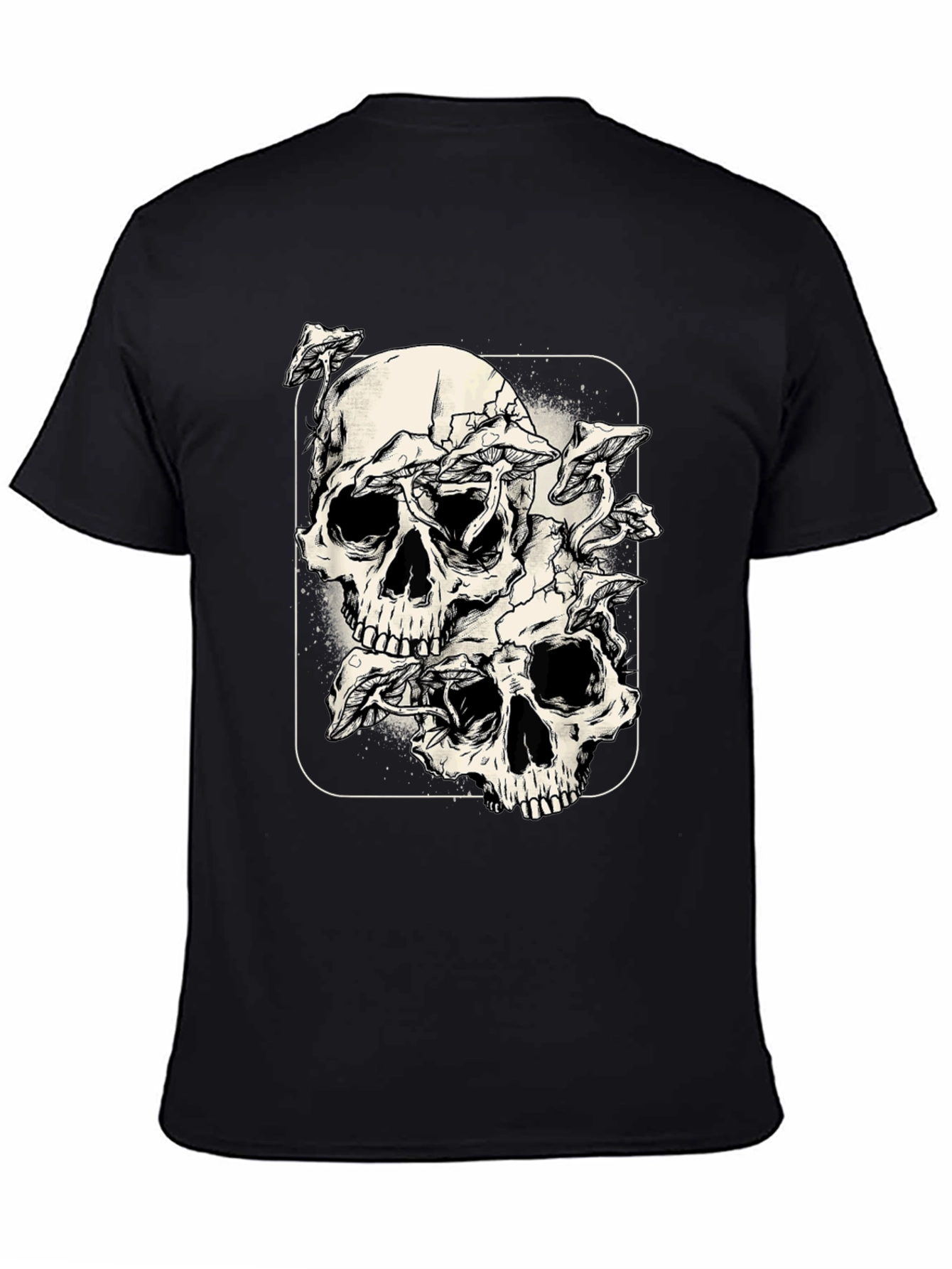 Skull & Mushroom Graphic Tee - Dark Aesthetic Shirt