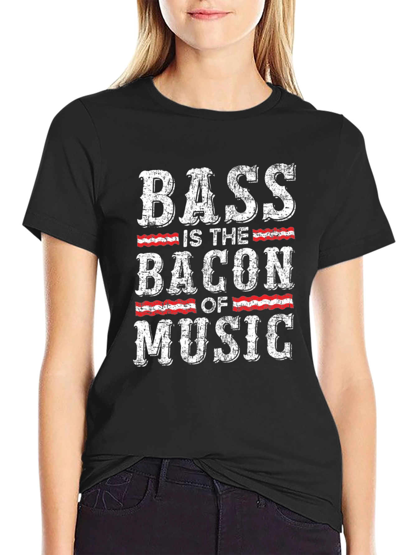 Bass is the Bacon of Music Black T-Shirt