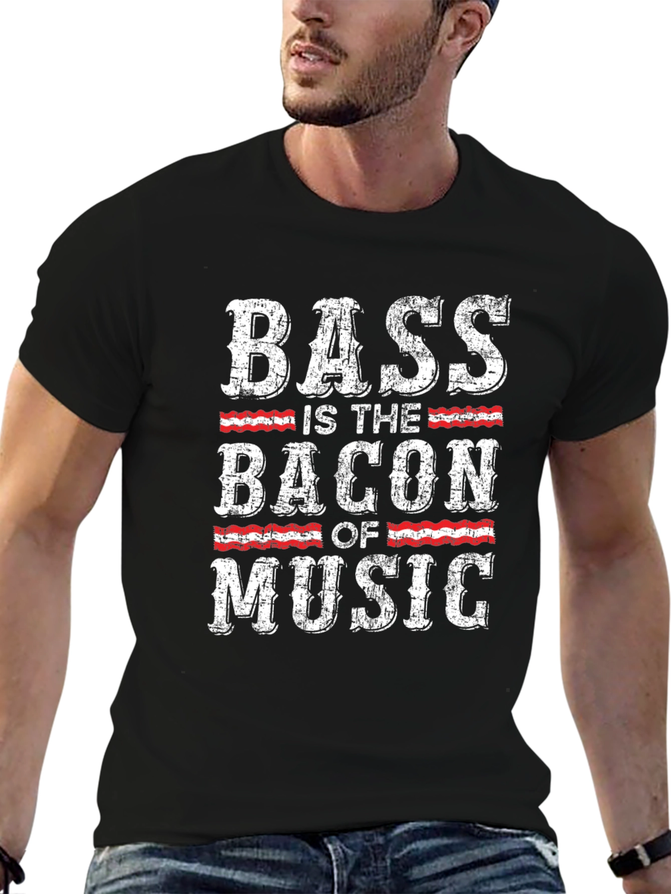 Bass is the Bacon of Music Black T-Shirt