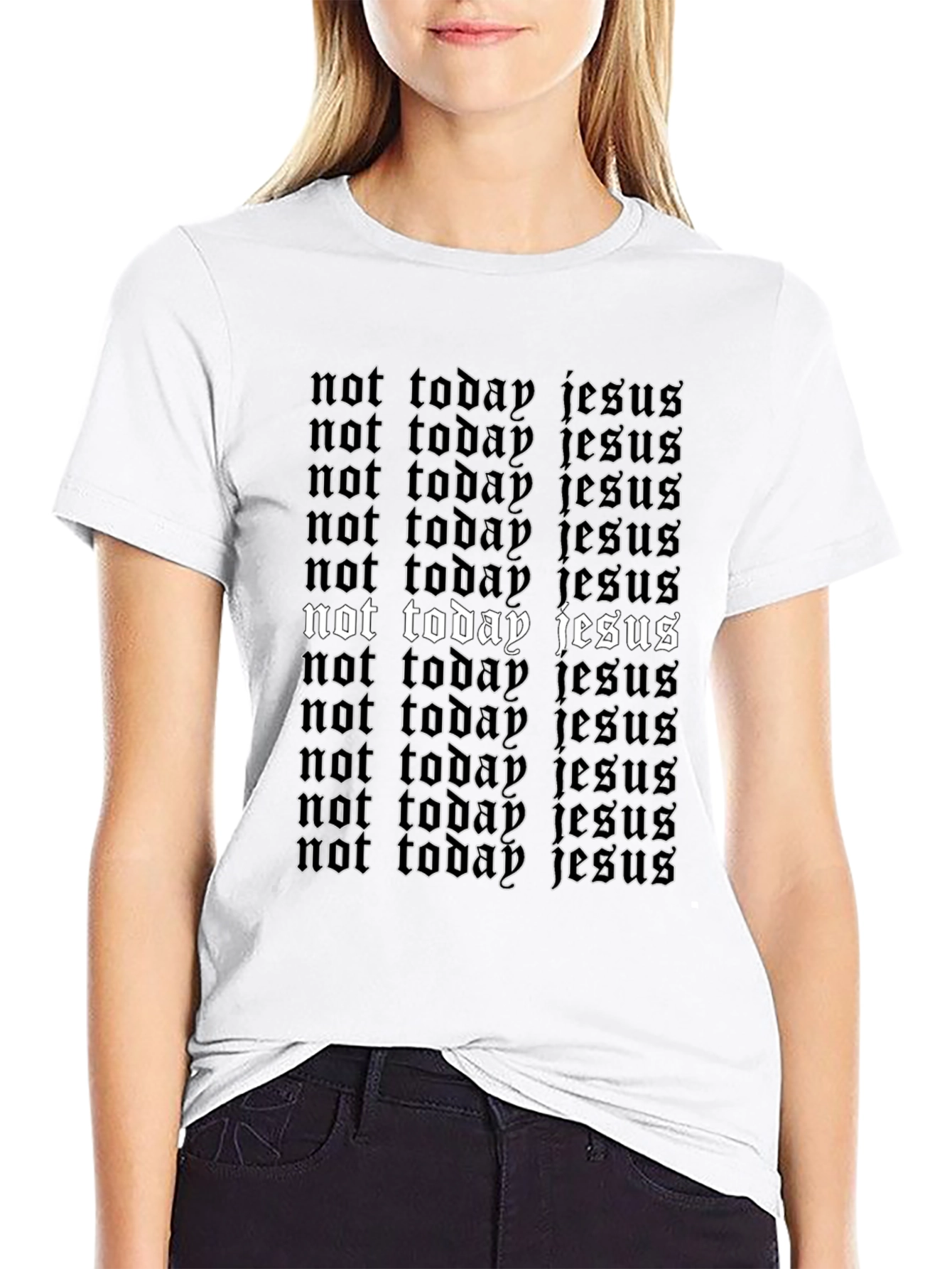 Not Today Jesus Graphic T-Shirt - Black