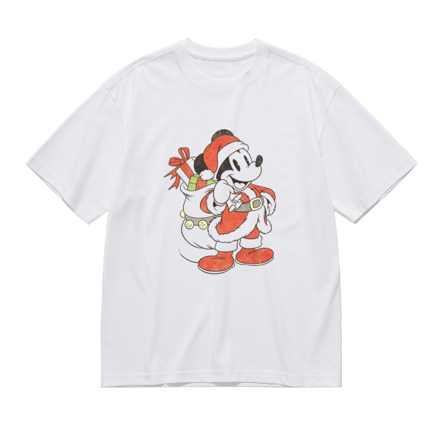 Vintage Santa Mickey Christmas Festive Plus?Size Ladies Holiday Tee