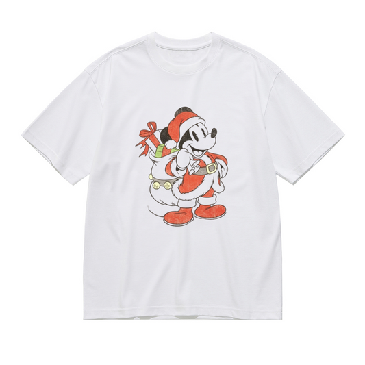 Vintage Santa Mickey Christmas Festive Plus?Size Ladies Holiday Tee