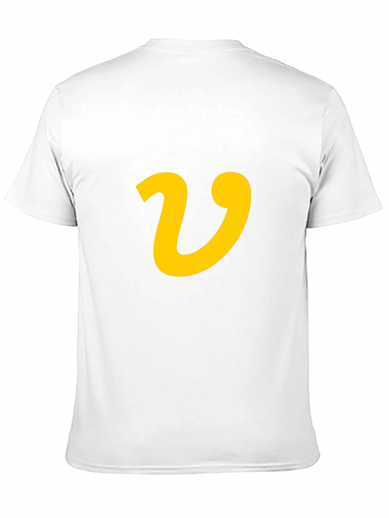 Black T-Shirt with Yellow Letter V Graphic Print