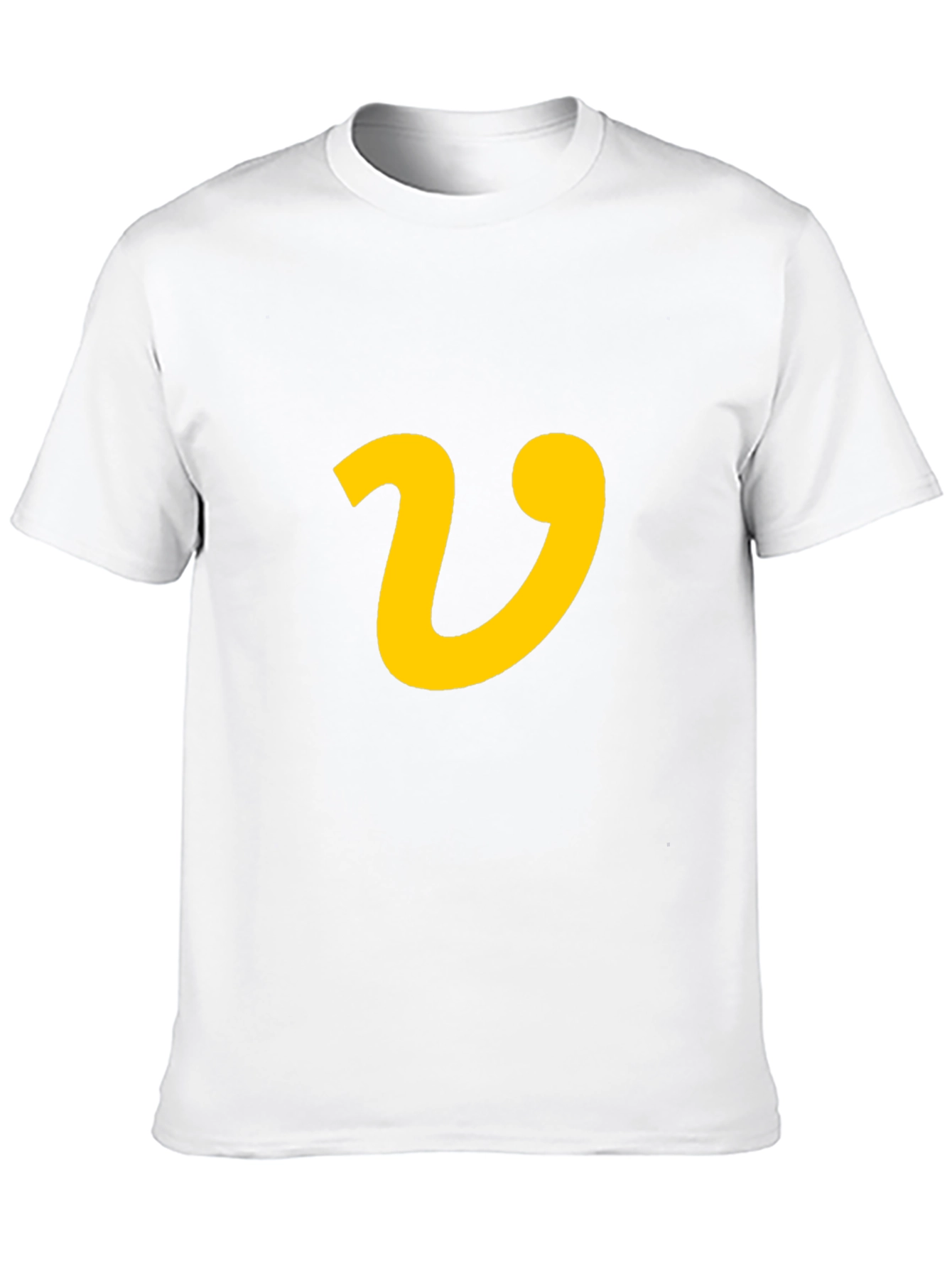 Black T-Shirt with Yellow Letter V Graphic Print