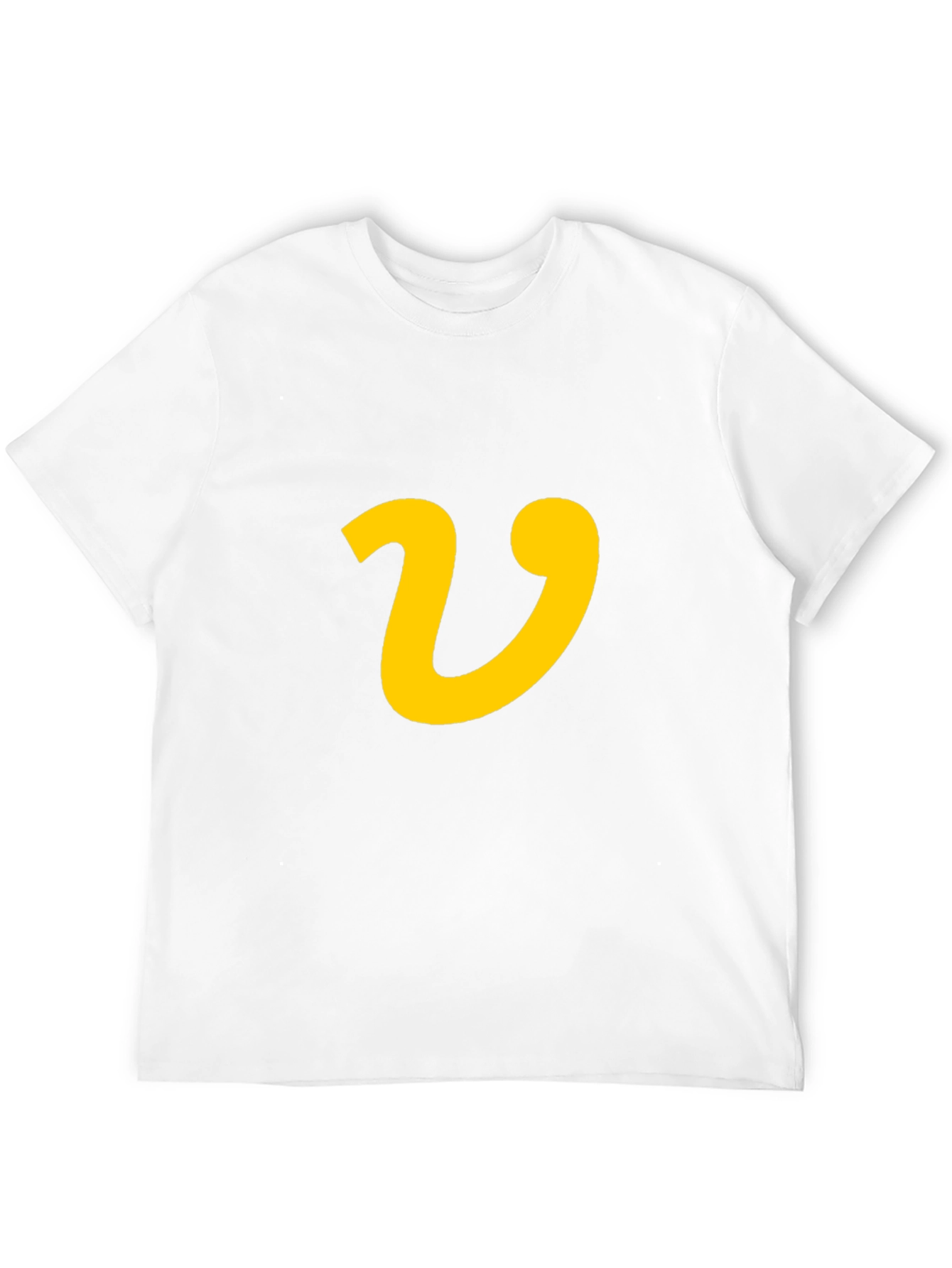 Black T-Shirt with Yellow Letter V Graphic Print