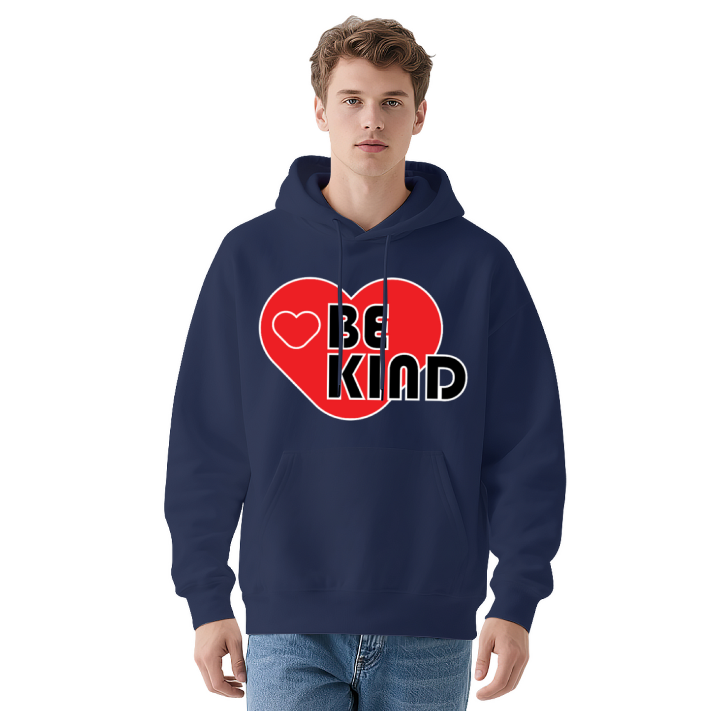 Red Heart BE KIND Positive Graphic Hoodie, Versatile Cozy Style