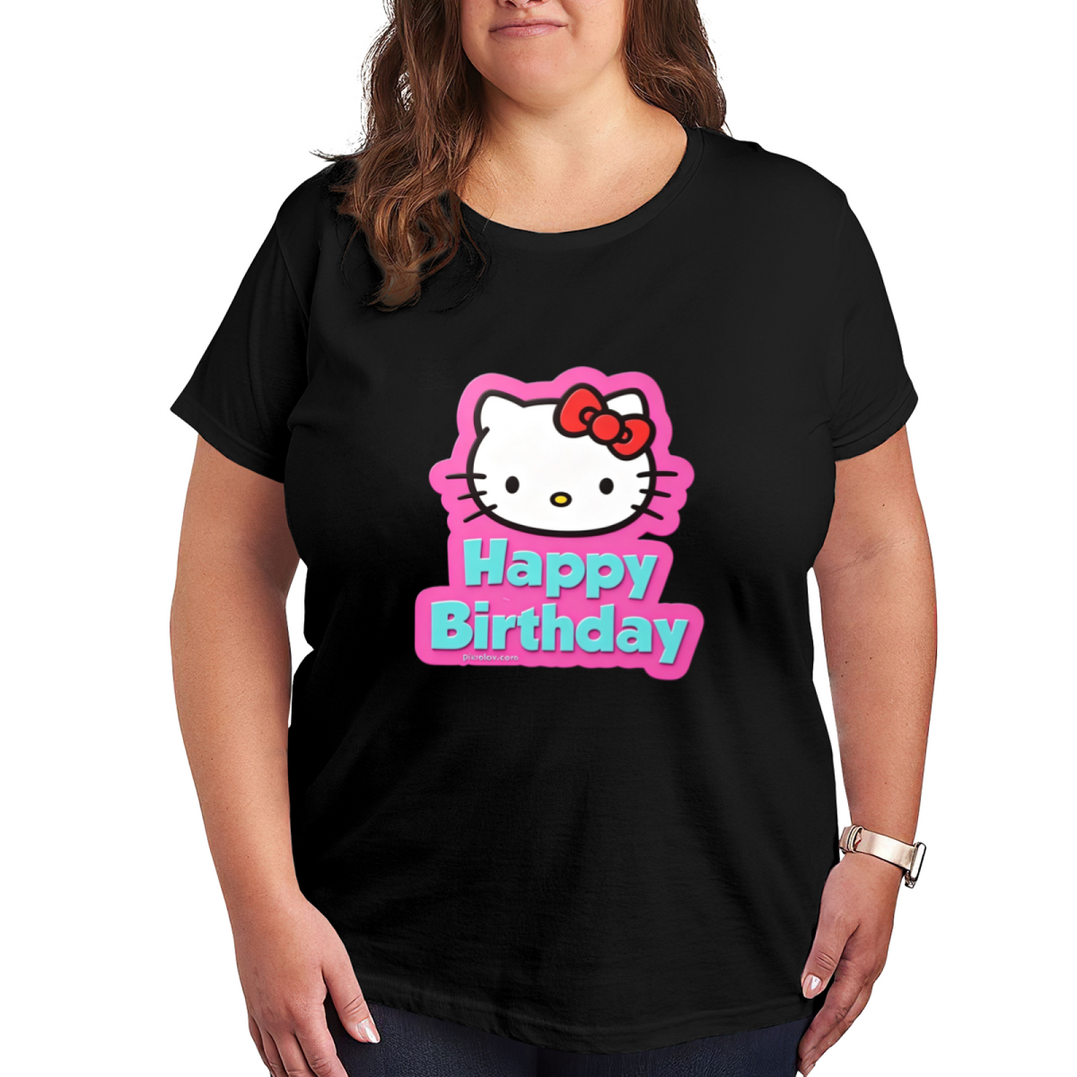 Happy Birthday Hello Kitty Festive Graphic Plus?Size Women Tee