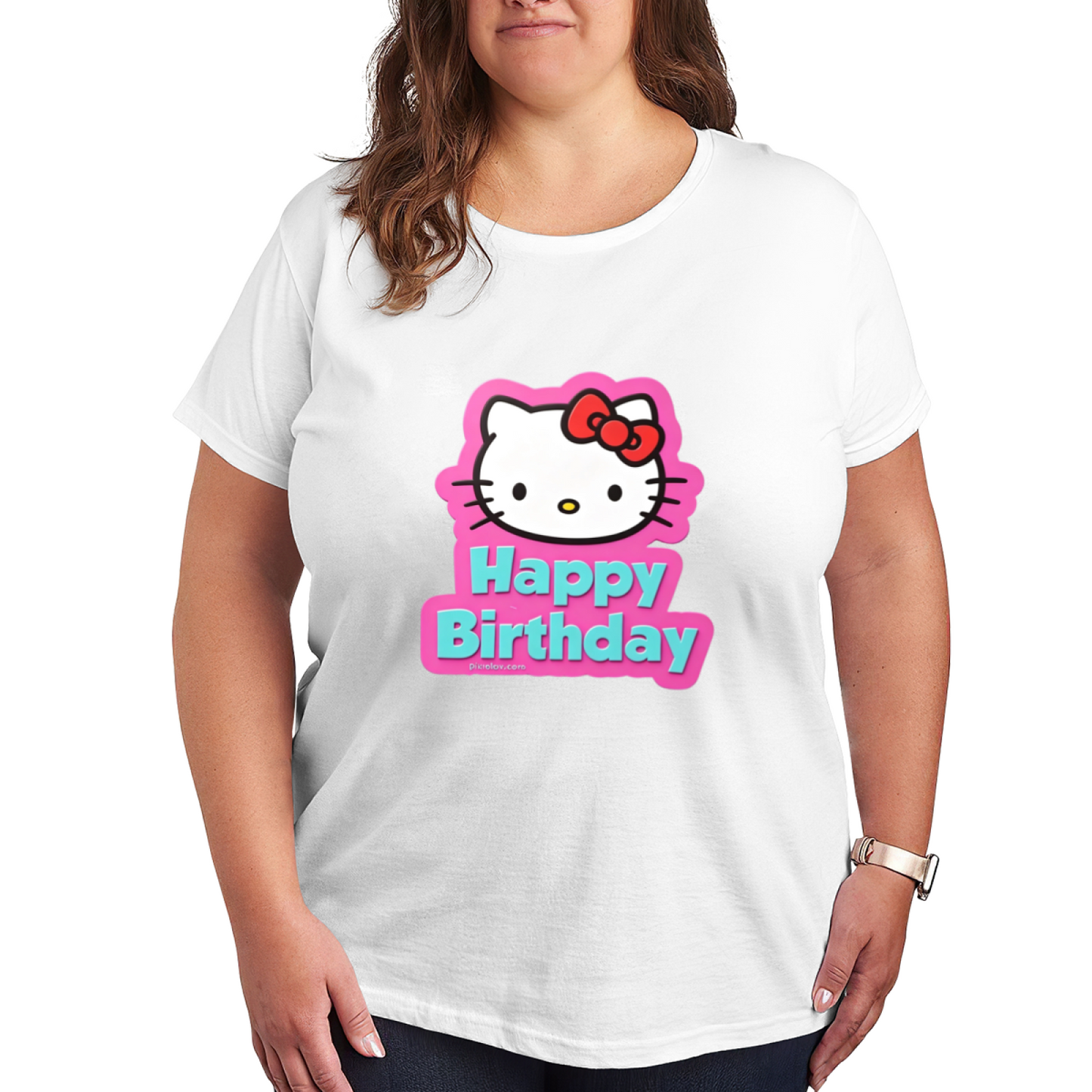 Happy Birthday Hello Kitty Festive Graphic Plus?Size Women Tee