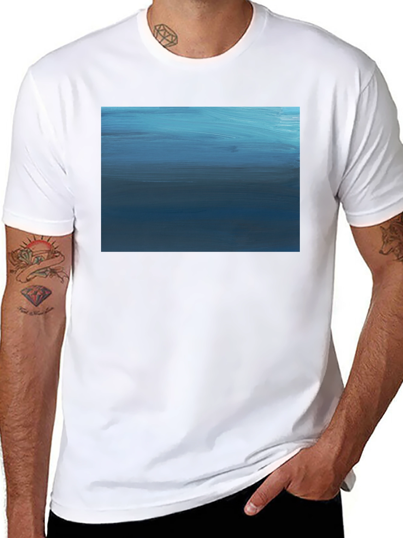 Abstract Blue Horizon Graphic Tee
