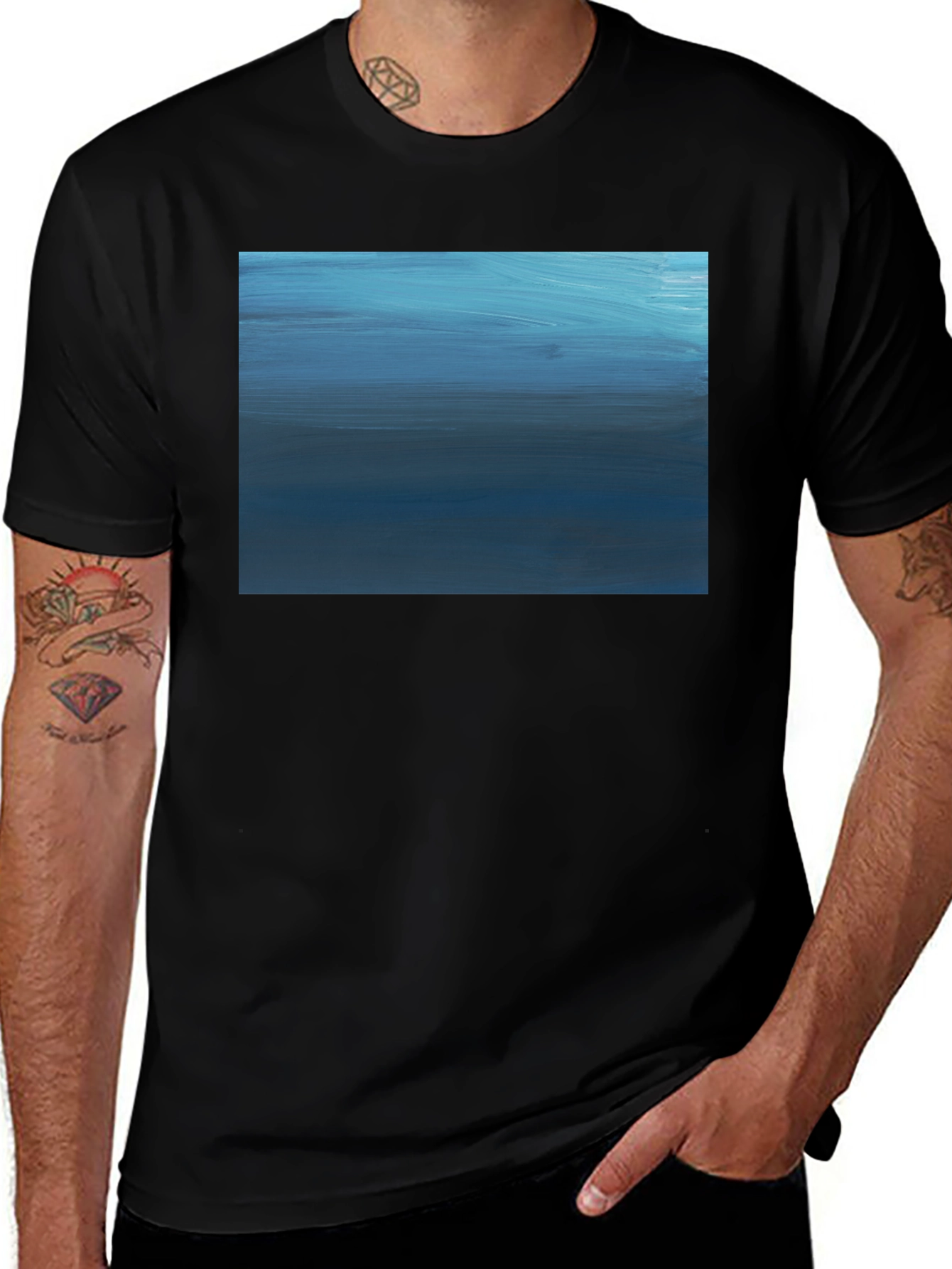 Abstract Blue Horizon Graphic Tee