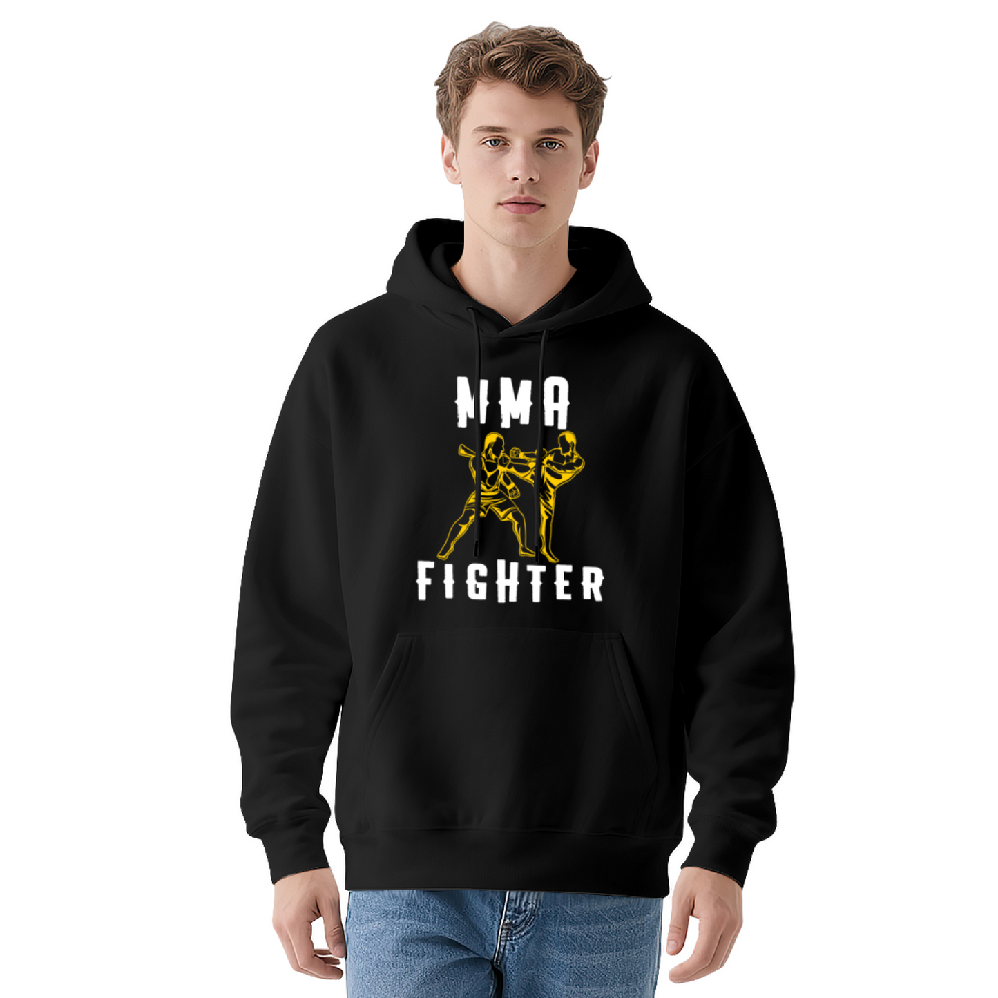 MMA Fighter Muay Thai Boxing Graphic Red Hoodie, Comfortable Unisex Daily Pullover