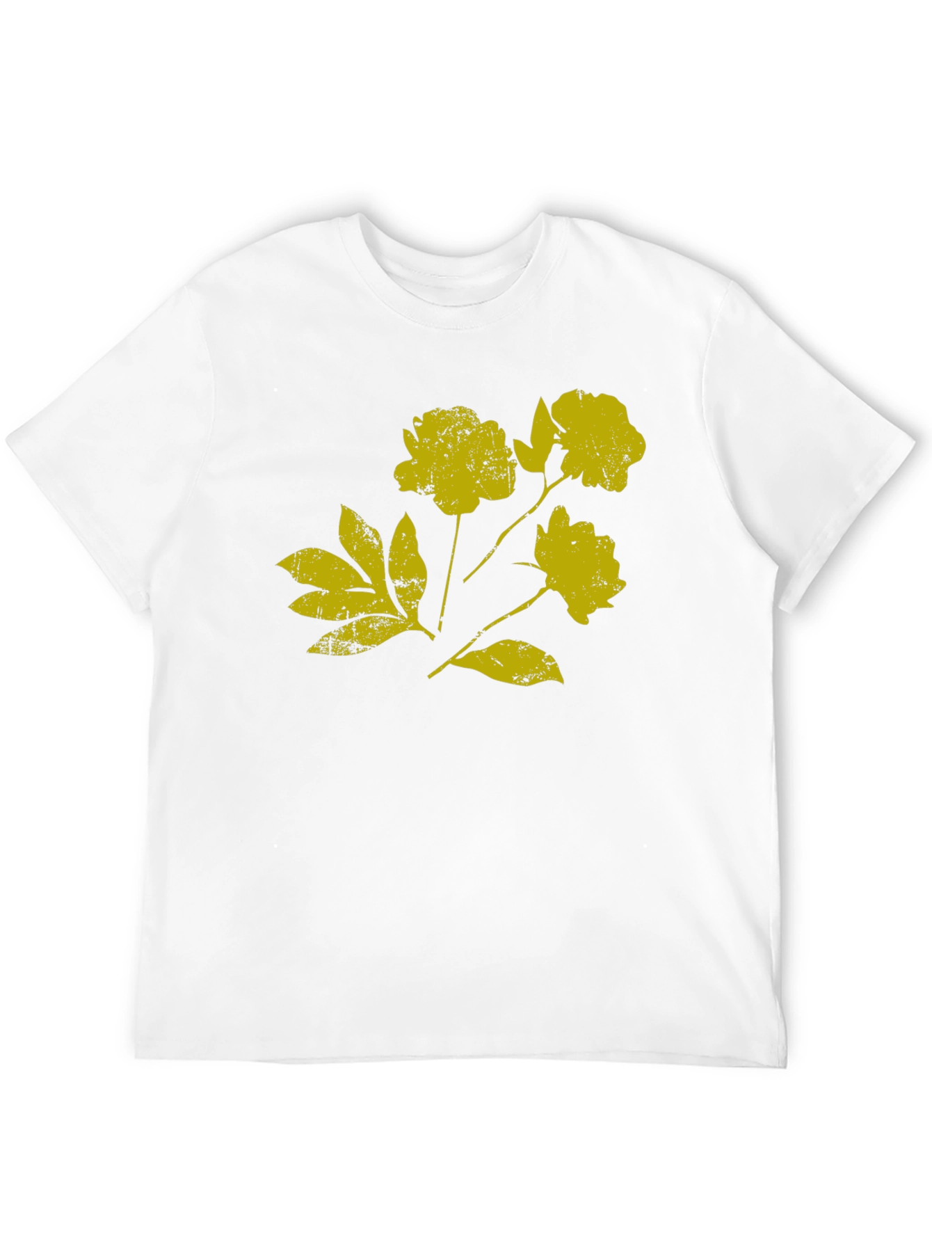 Black T-Shirt with Distressed Floral Graphic