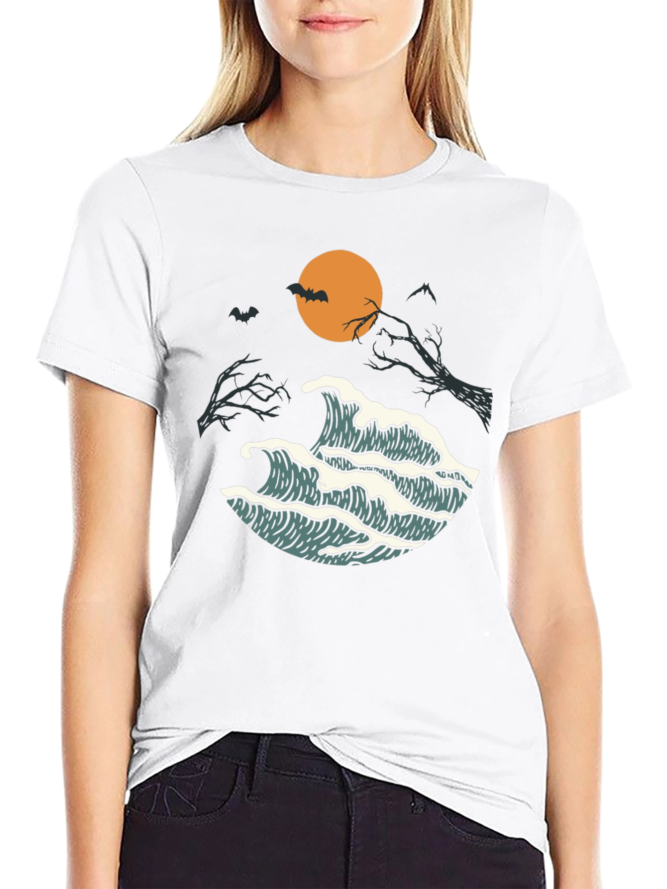 Halloween Waves Graphic Tee - Mens Black T-Shirt