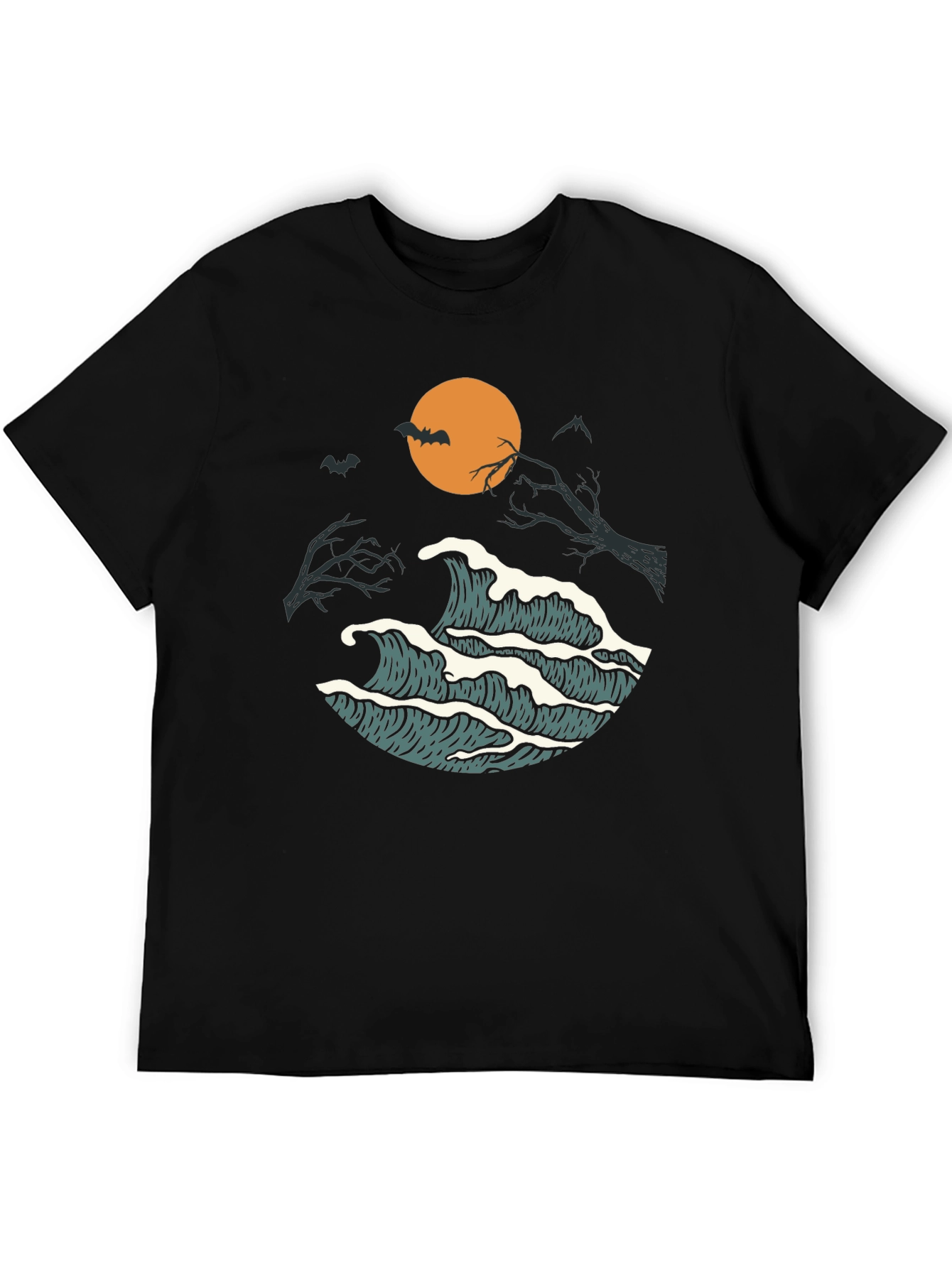Halloween Waves Graphic Tee - Mens Black T-Shirt