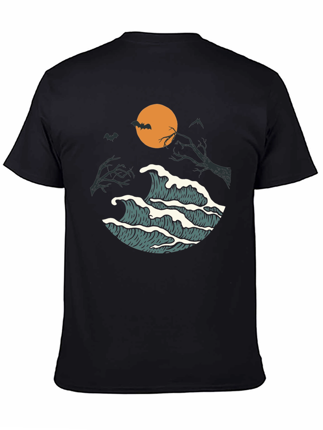 Halloween Waves Graphic Tee - Mens Black T-Shirt