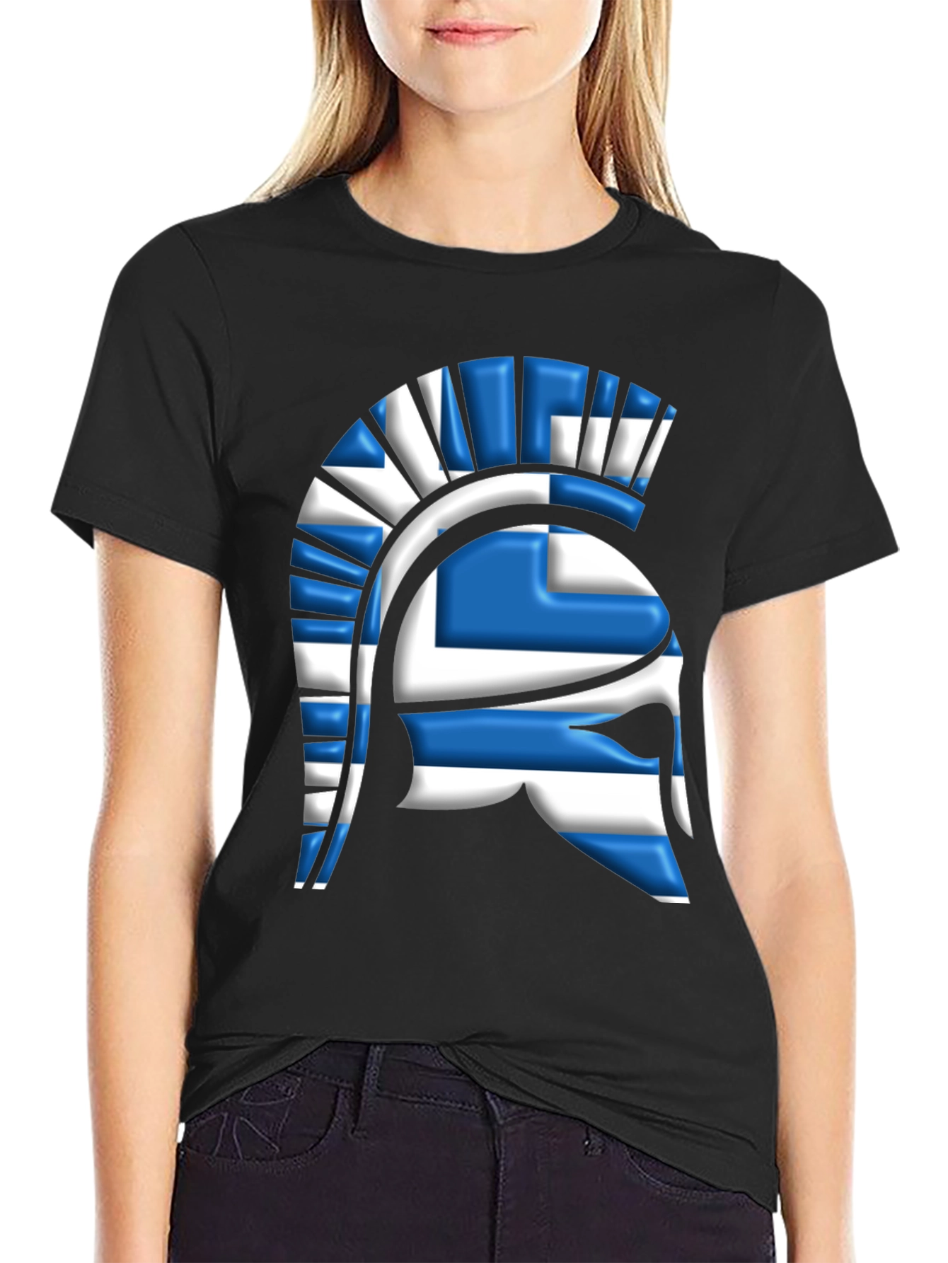 Greek Spartan Helmet Flag T-Shirt