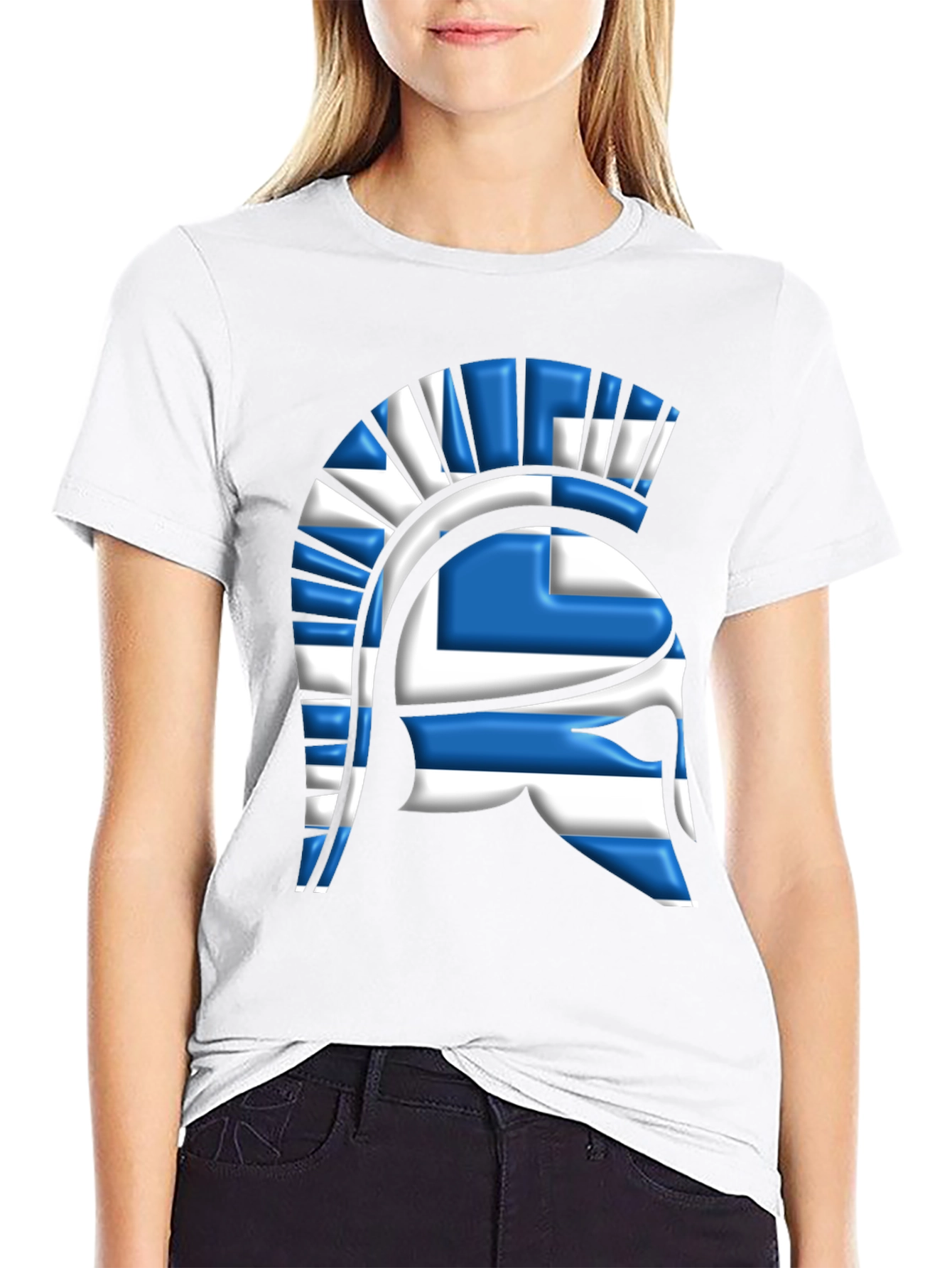 Greek Spartan Helmet Flag T-Shirt