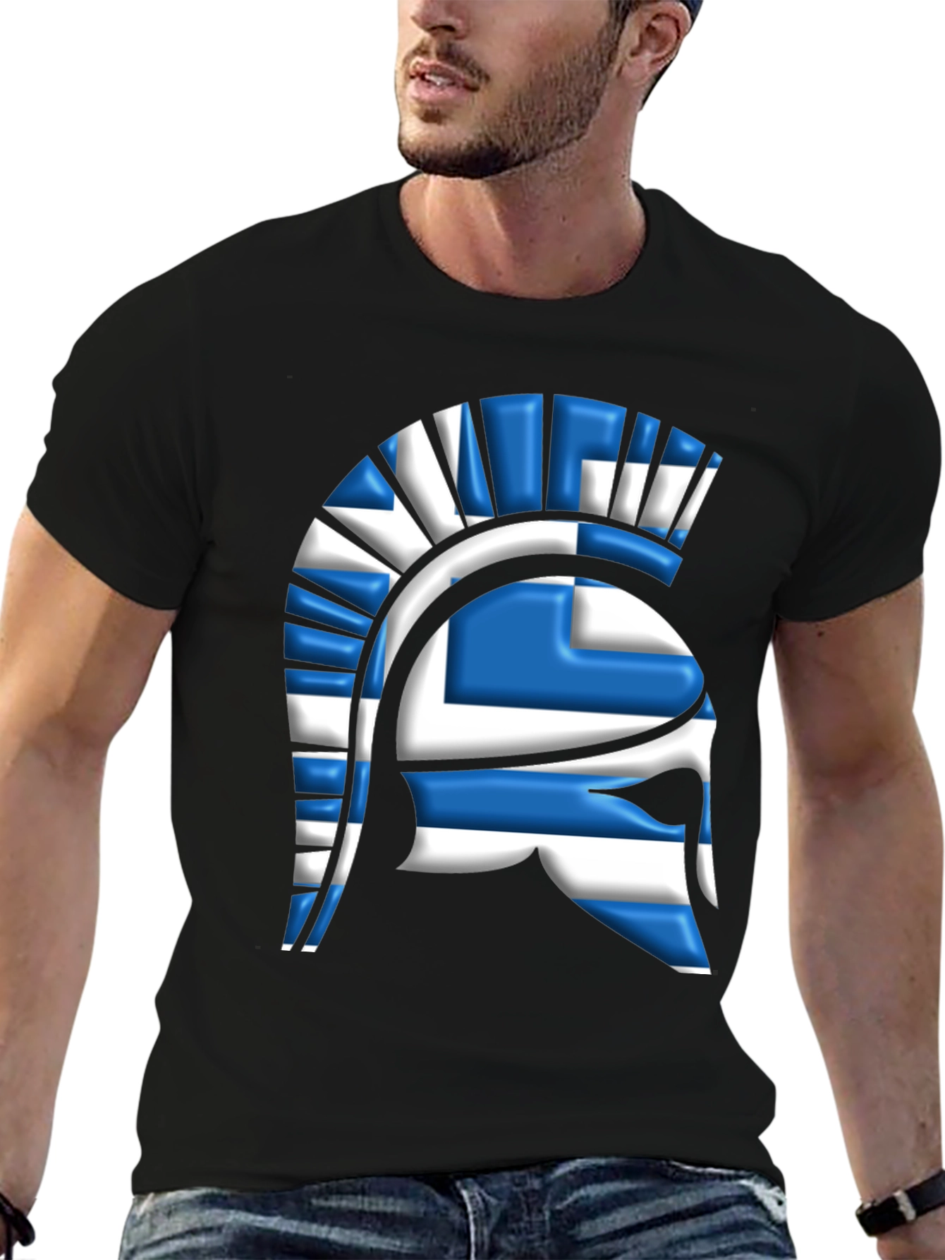 Greek Spartan Helmet Flag T-Shirt