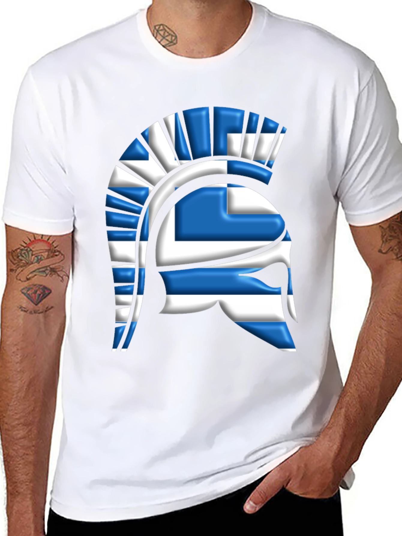Greek Spartan Helmet Flag T-Shirt