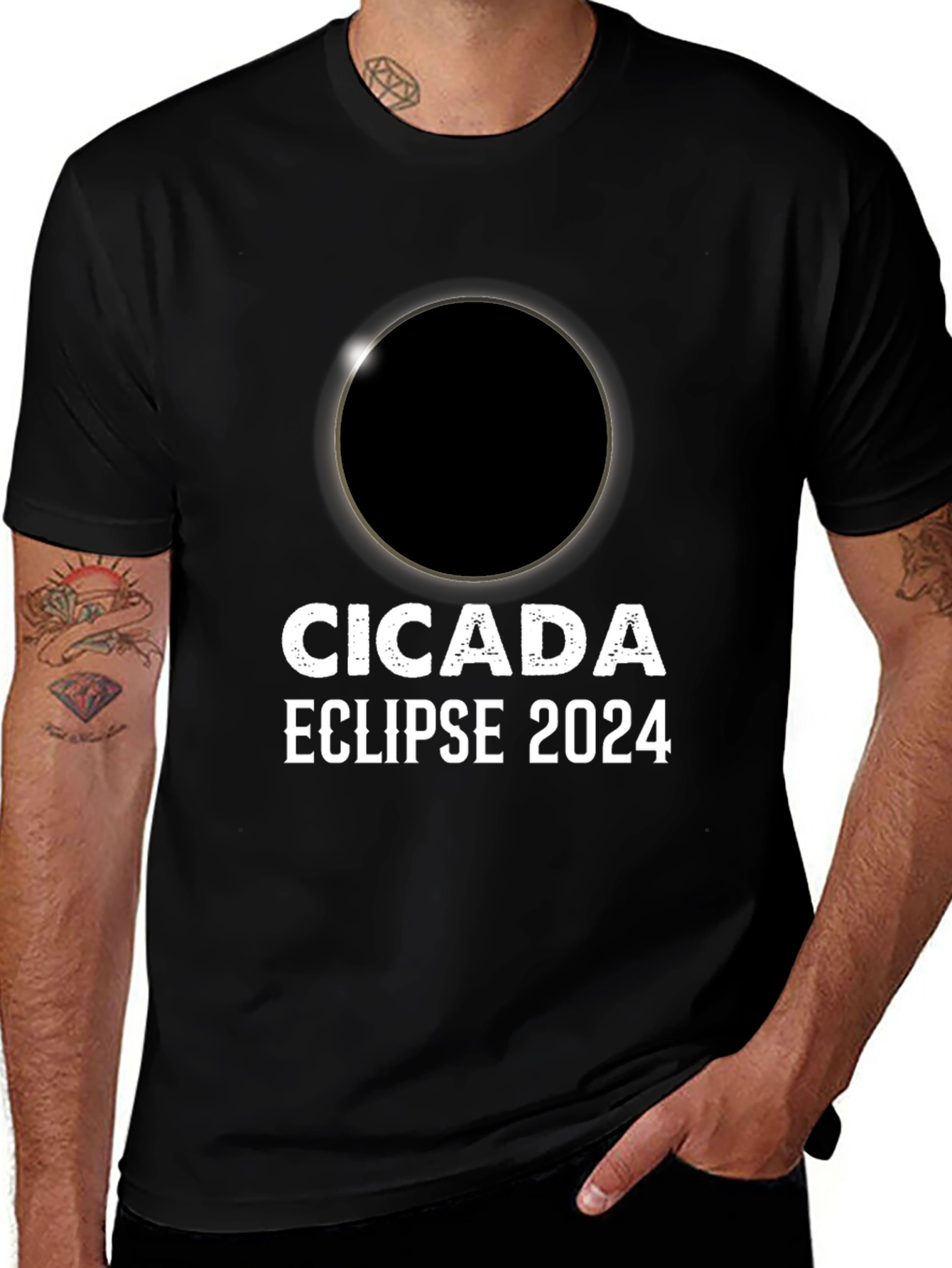 Cicada Eclipse 2024 Black T-Shirt