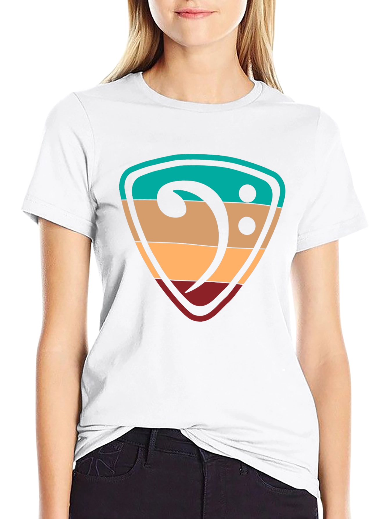 Retro Music Bass Clef Graphic T-Shirt