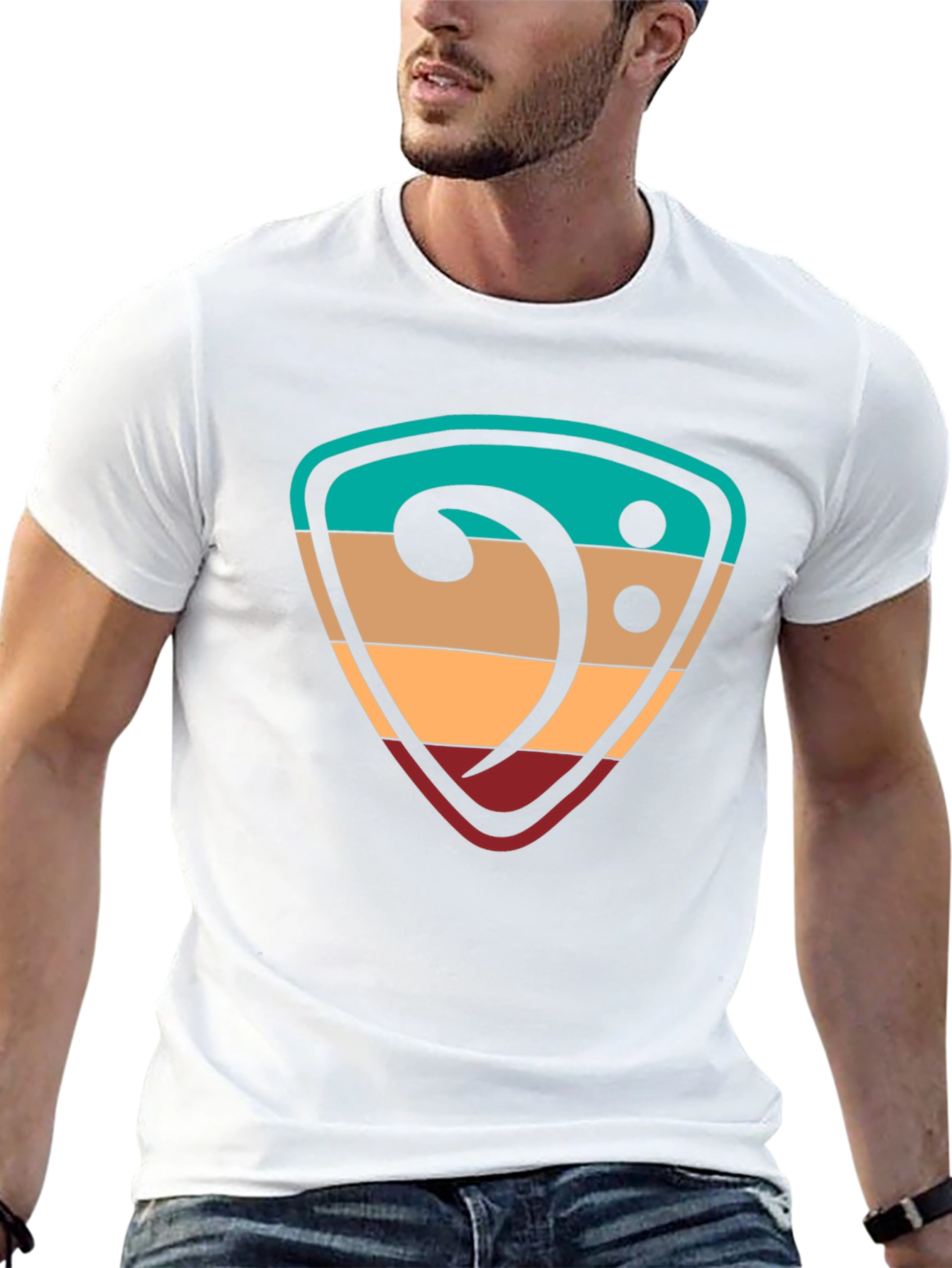 Retro Music Bass Clef Graphic T-Shirt