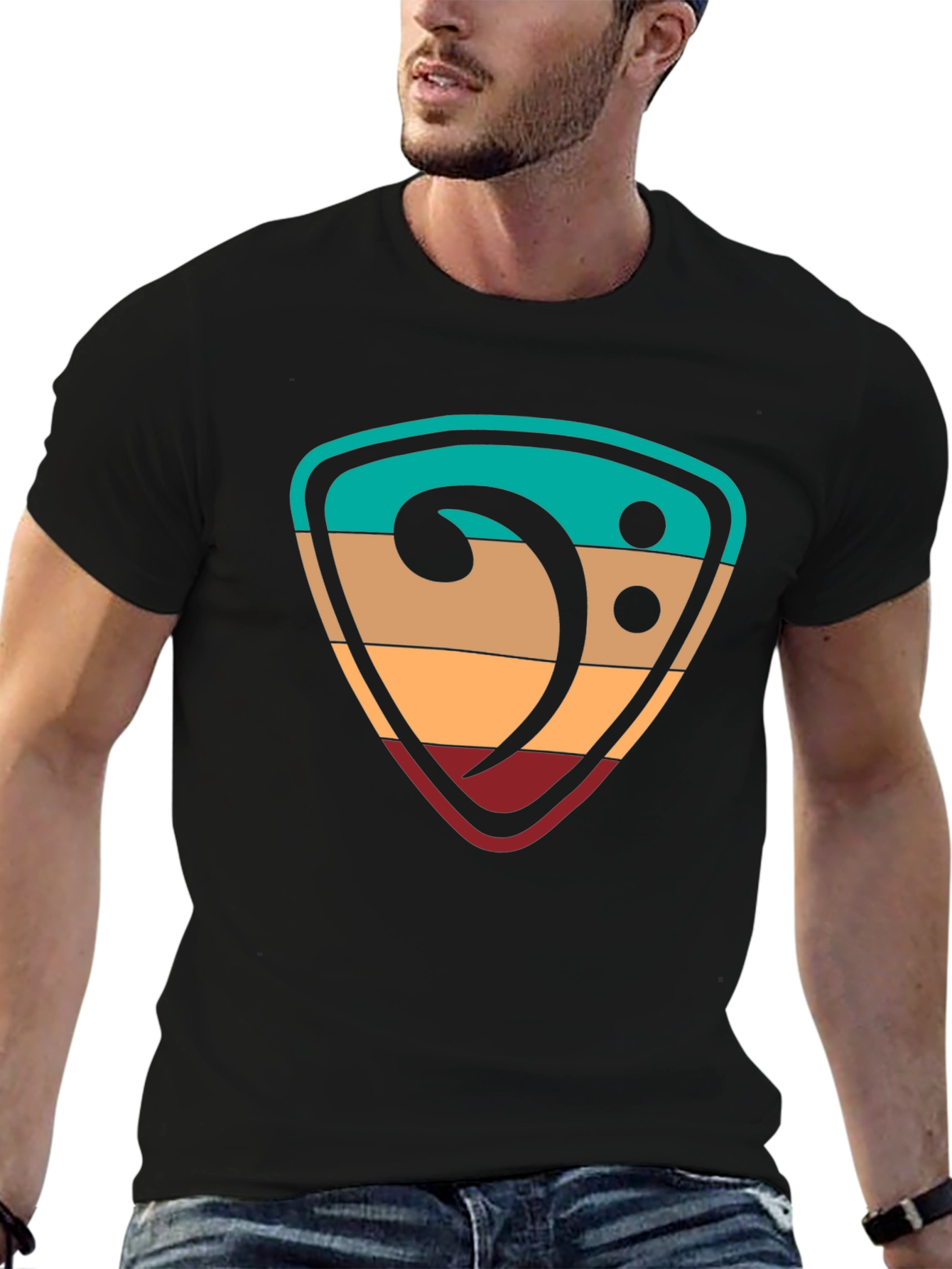 Retro Music Bass Clef Graphic T-Shirt