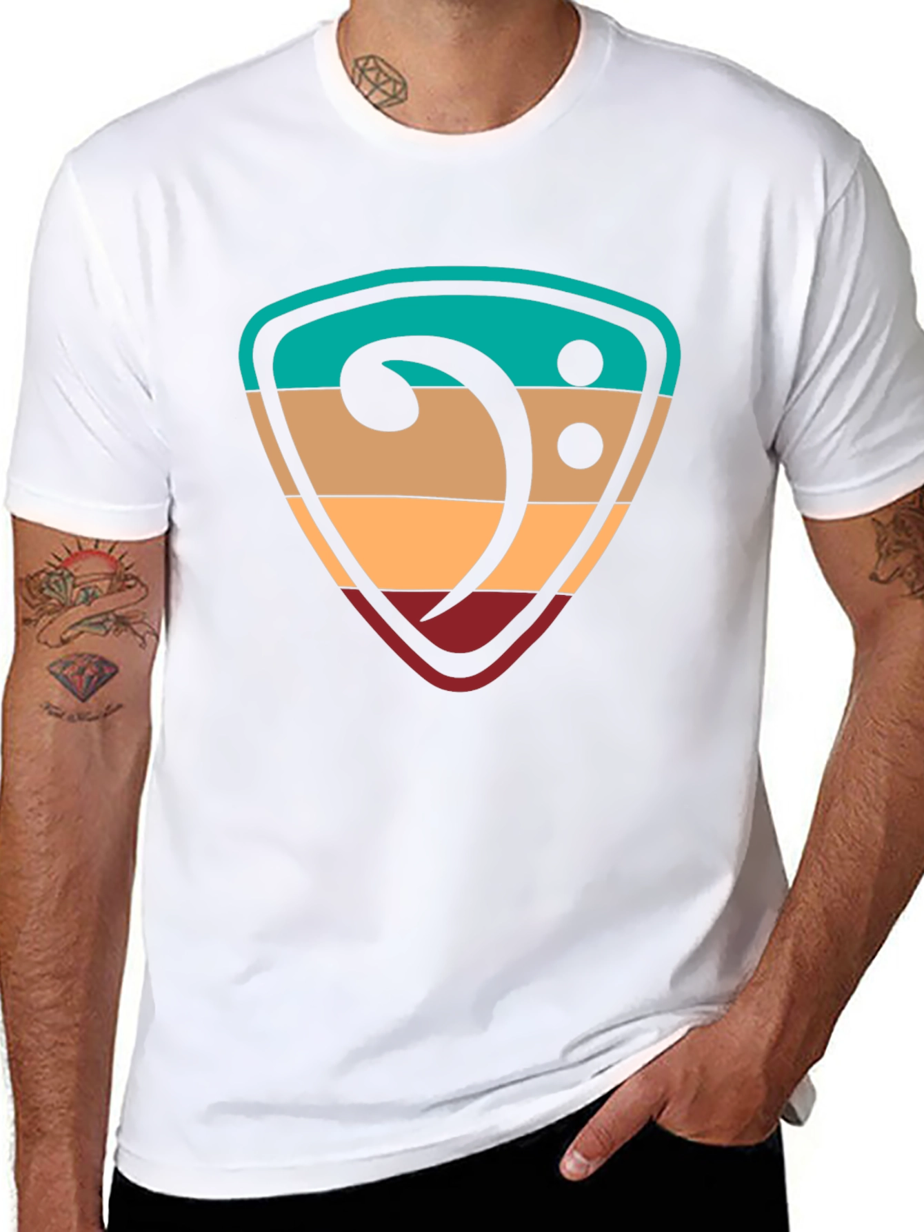 Retro Music Bass Clef Graphic T-Shirt