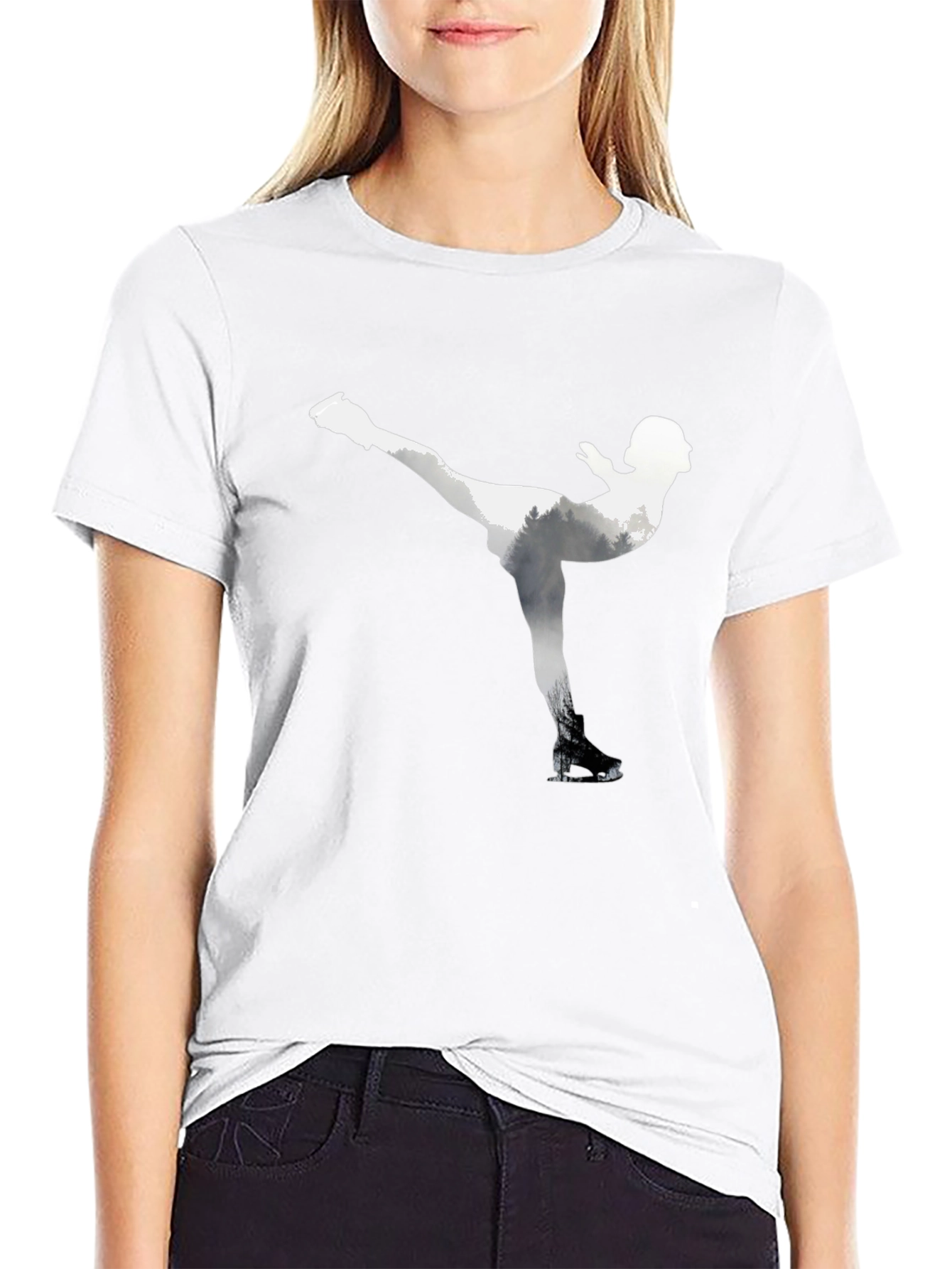 Figure Skating Graphic Tee - Black Cotton