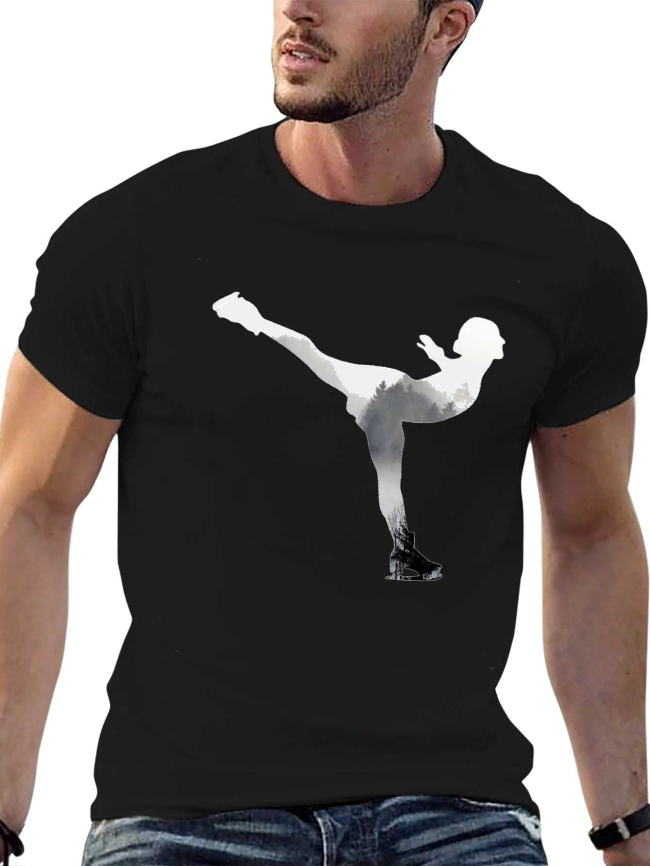 Figure Skating Graphic Tee - Black Cotton