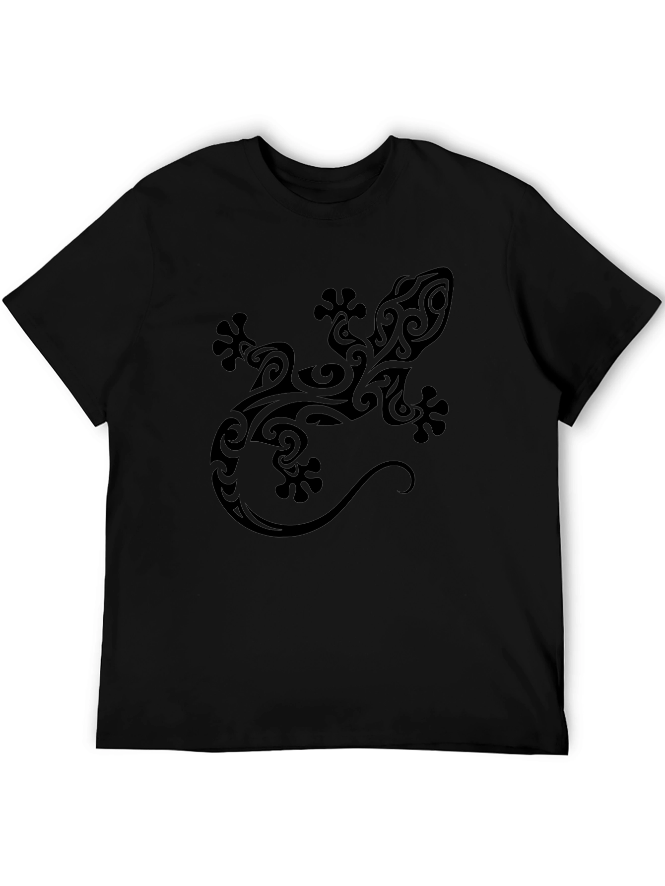 Tribal Gecko Graphic Black T-Shirt for Men