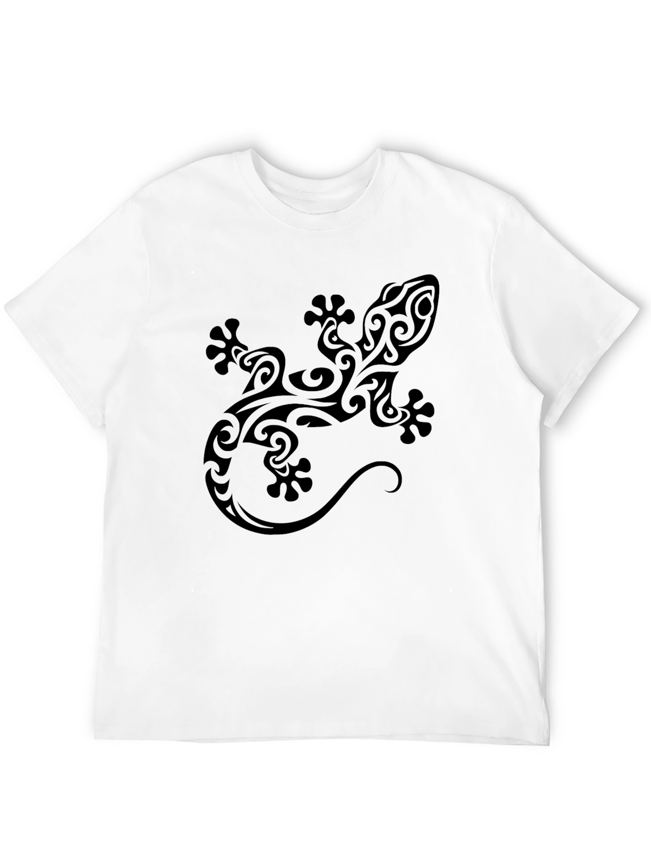 Tribal Gecko Graphic Black T-Shirt for Men