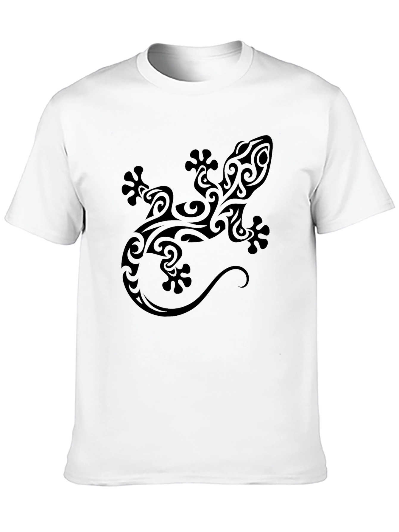 Tribal Gecko Graphic Black T-Shirt for Men