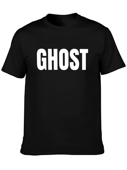 GHOST Text Graphic Tee - Casual Black T-Shirt