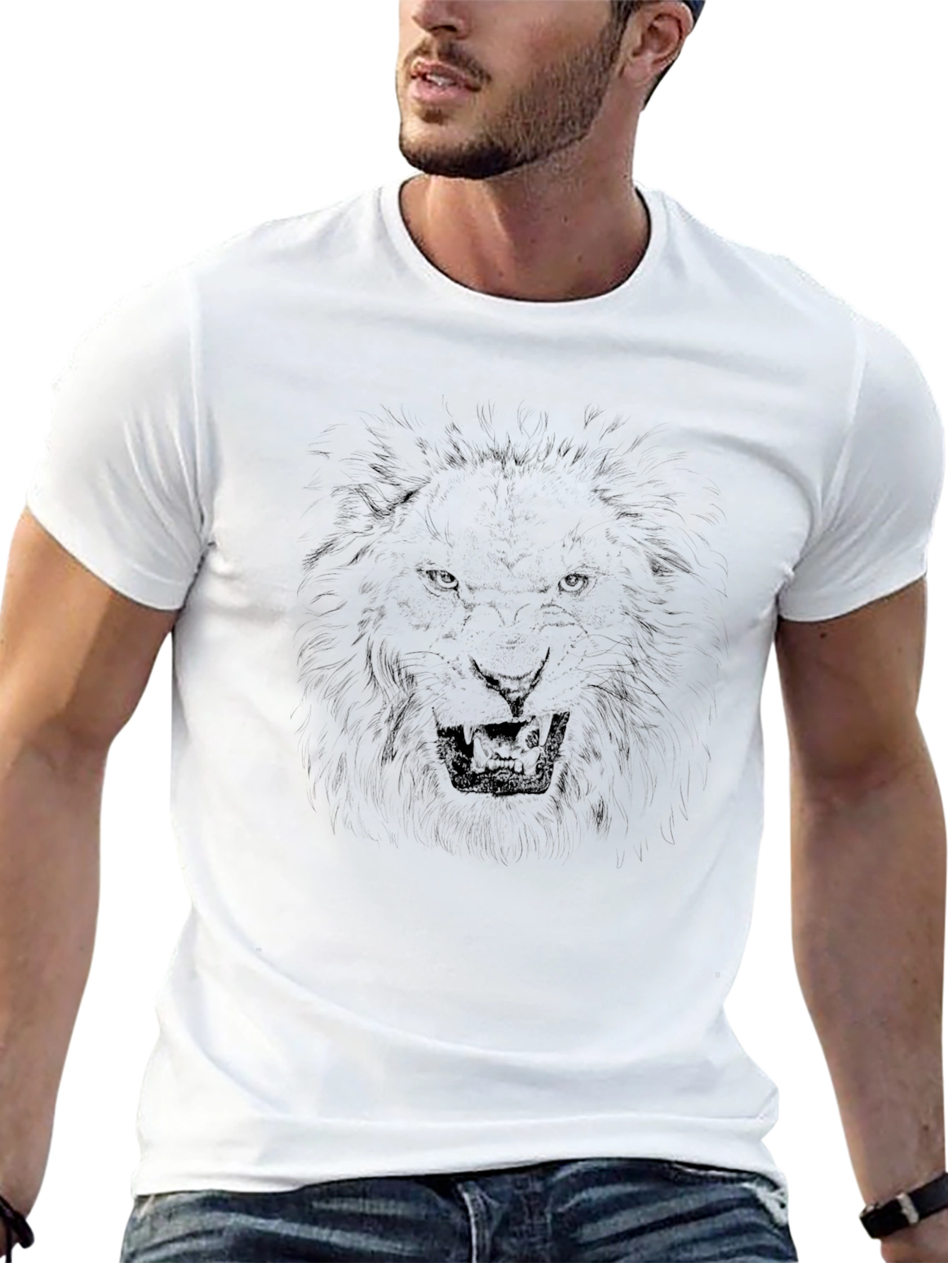 Black Lion Graphic Tee - Bold Statement Shirt