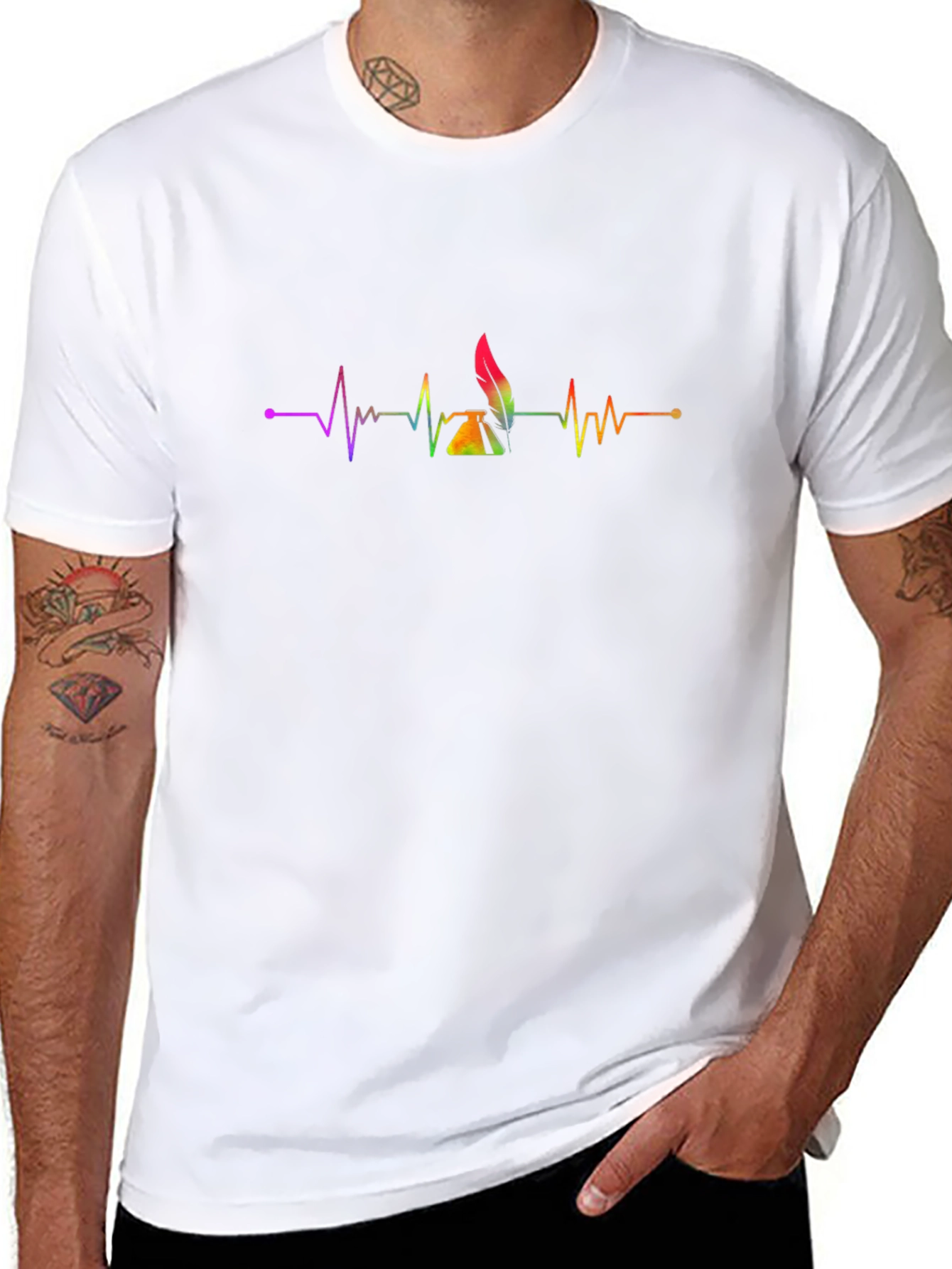 Heartbeat Writer T-Shirt - Rainbow Ink