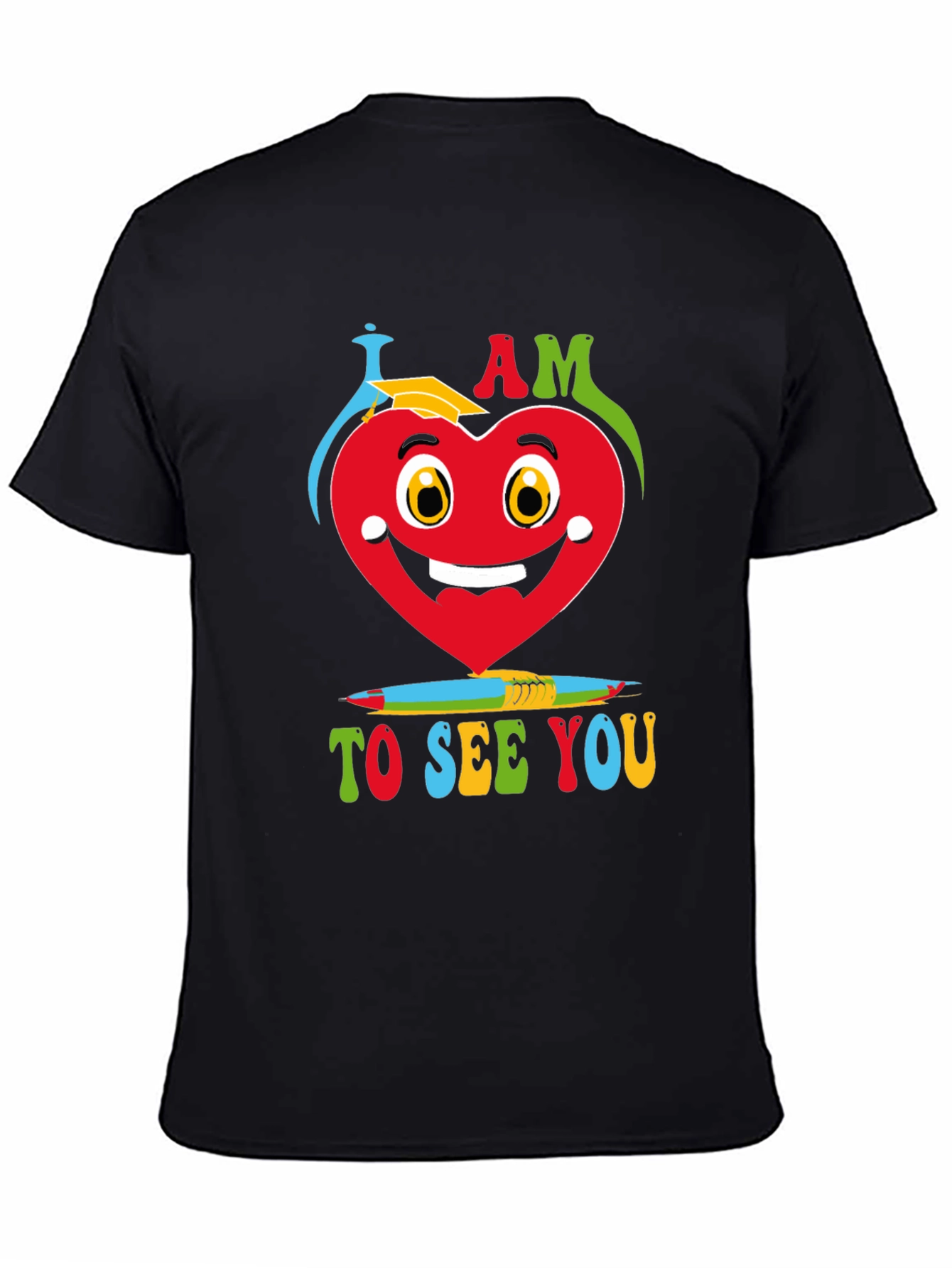 I Am Glad Heart Graphic Black T-Shirt