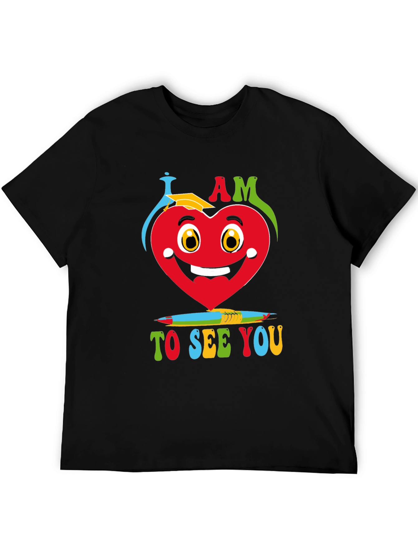 I Am Glad Heart Graphic Black T-Shirt