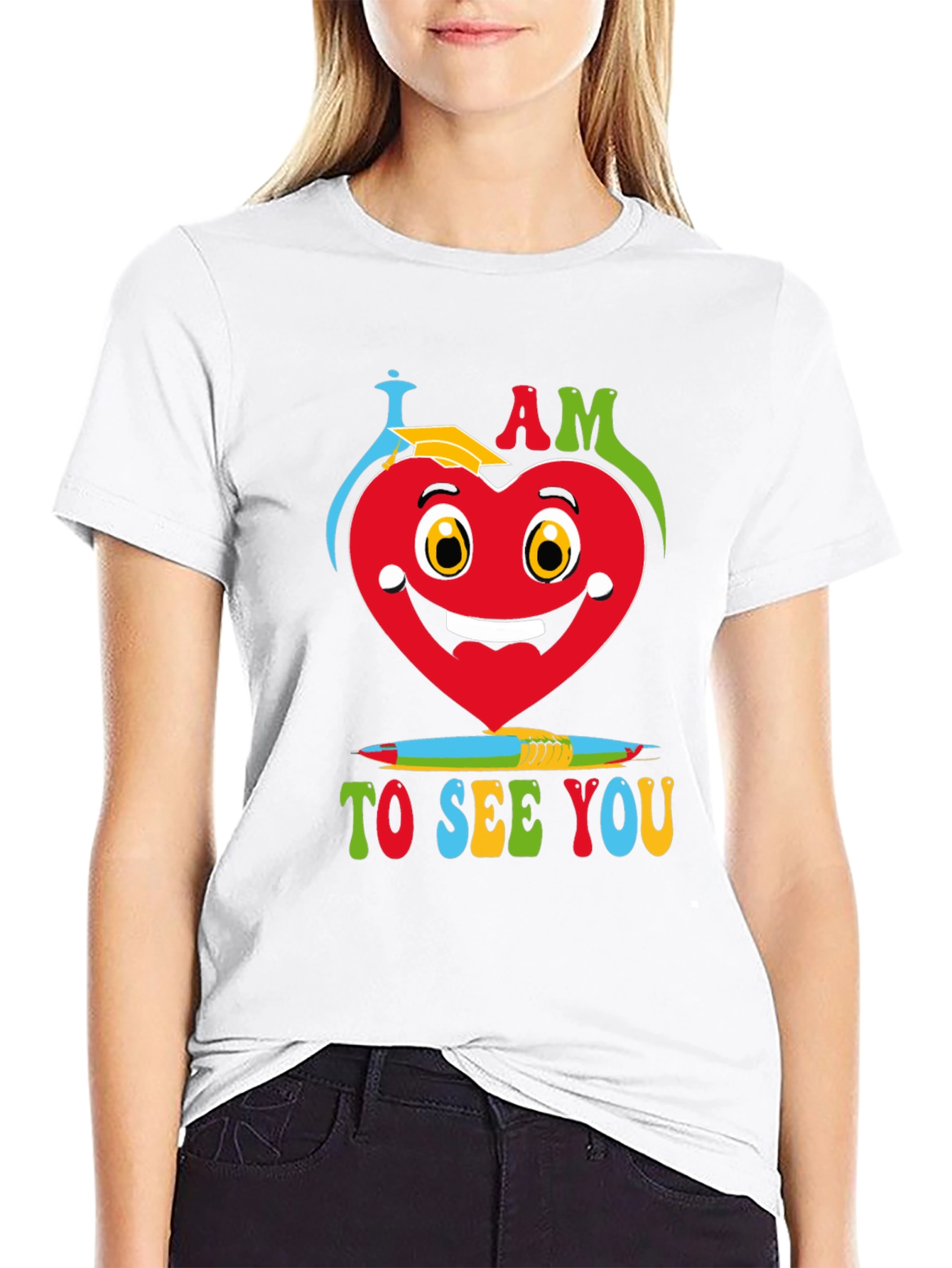 I Am Glad Heart Graphic Black T-Shirt