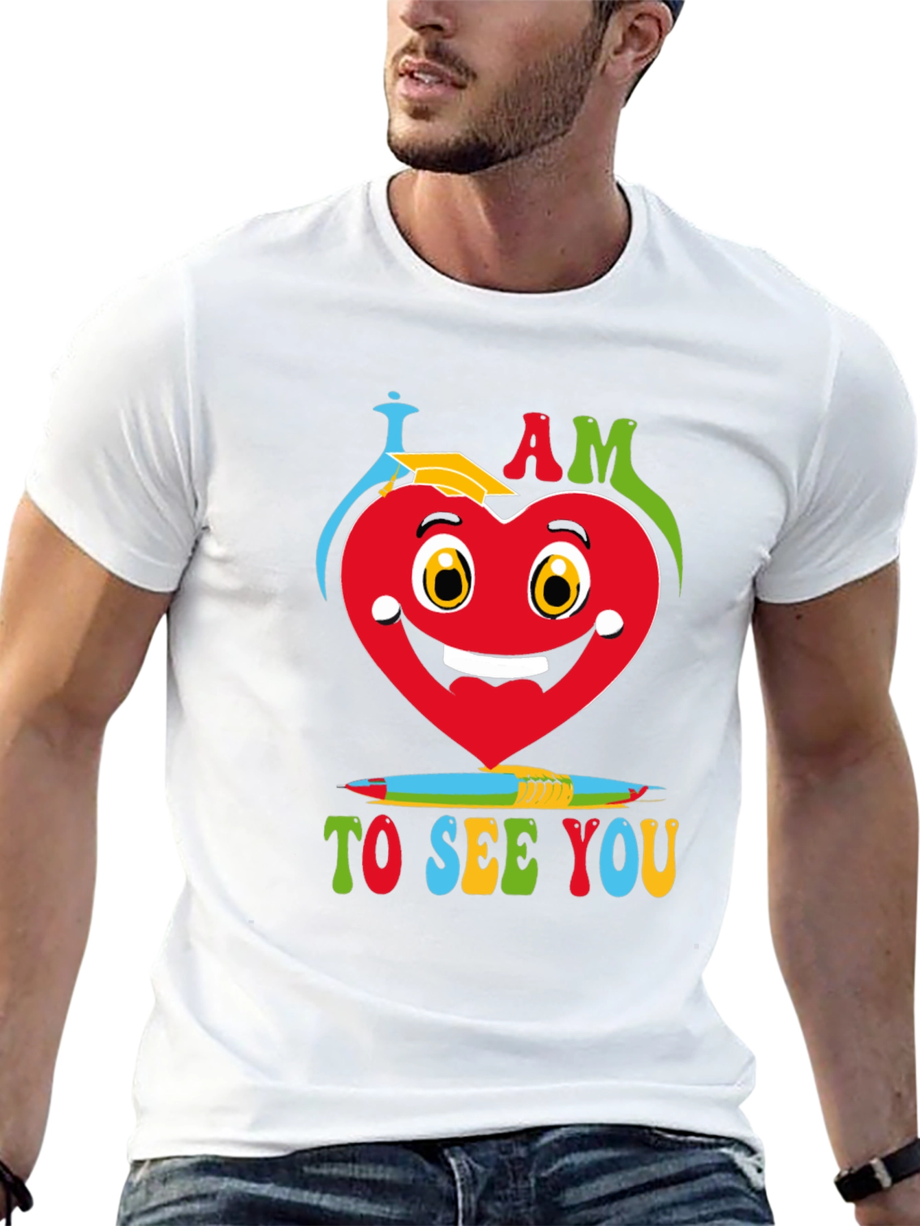 I Am Glad Heart Graphic Black T-Shirt