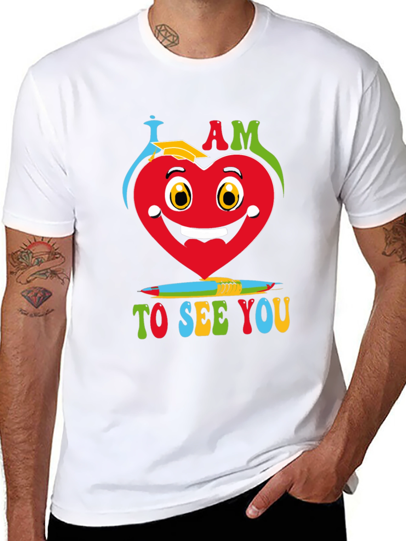 I Am Glad Heart Graphic Black T-Shirt