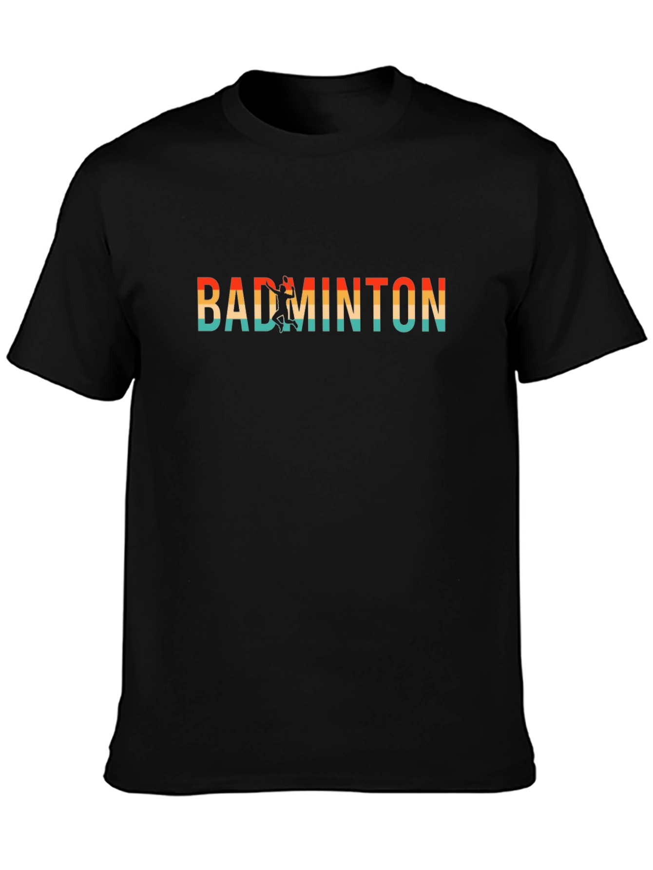 Retro Badminton Player Graphic Tee - Black