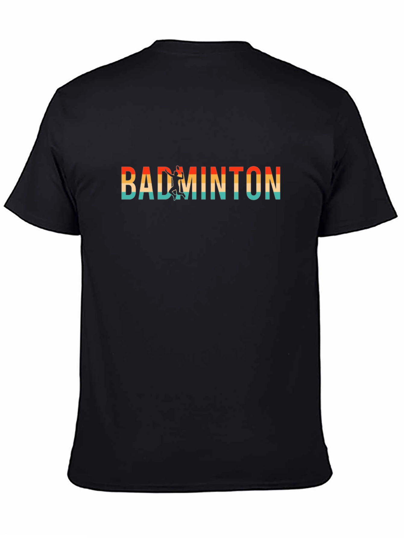 Retro Badminton Player Graphic Tee - Black