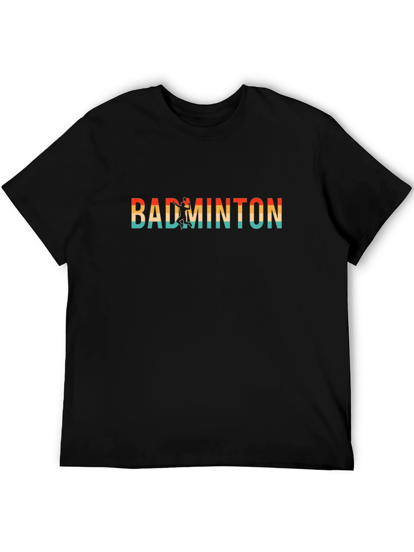 Retro Badminton Player Graphic Tee - Black